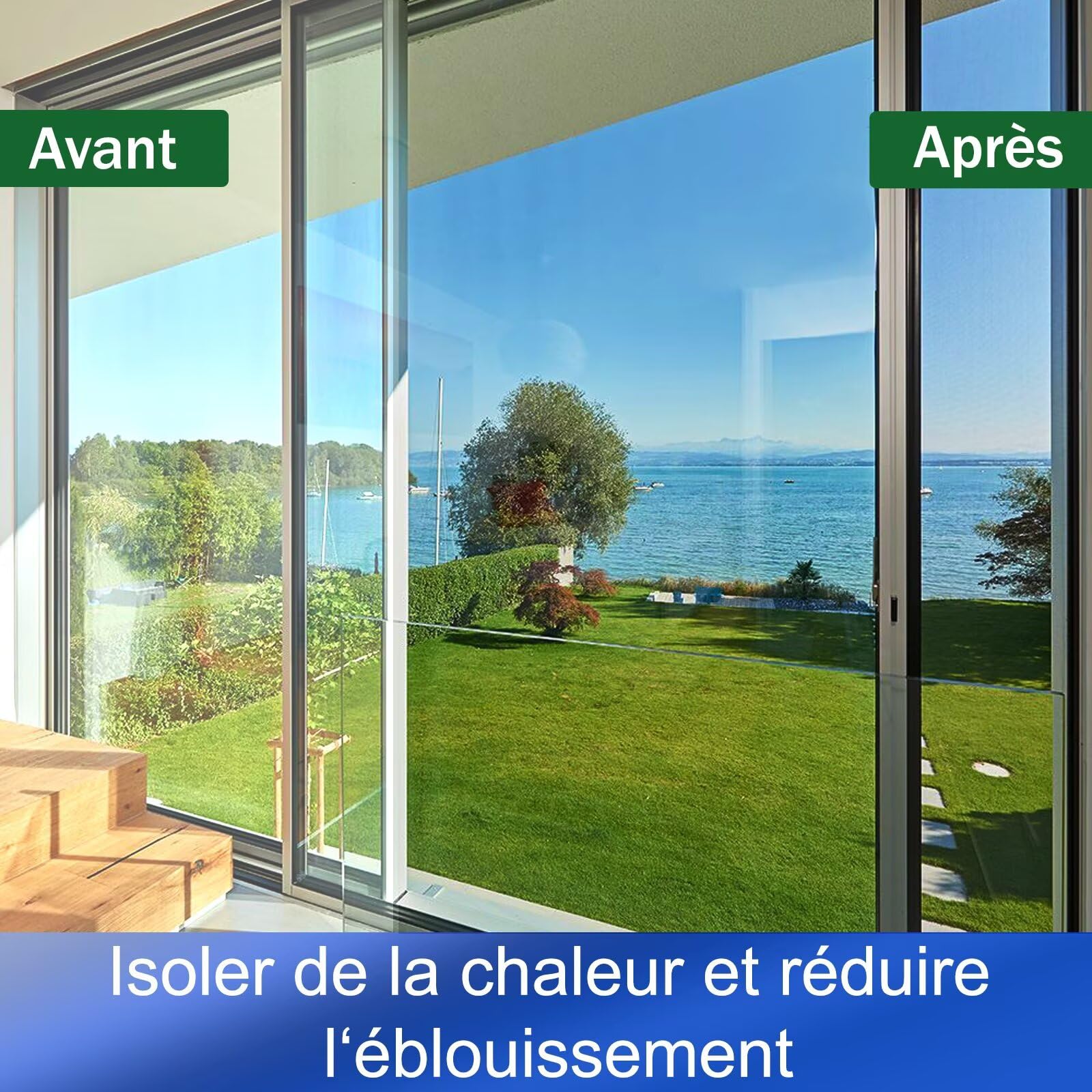 Film Miroir pour Fenetre 44.5x200cm Anti Regard Adhesif Effet Miroir sans Tain Brise Vue Anti Chaleur Anti UV Argenté