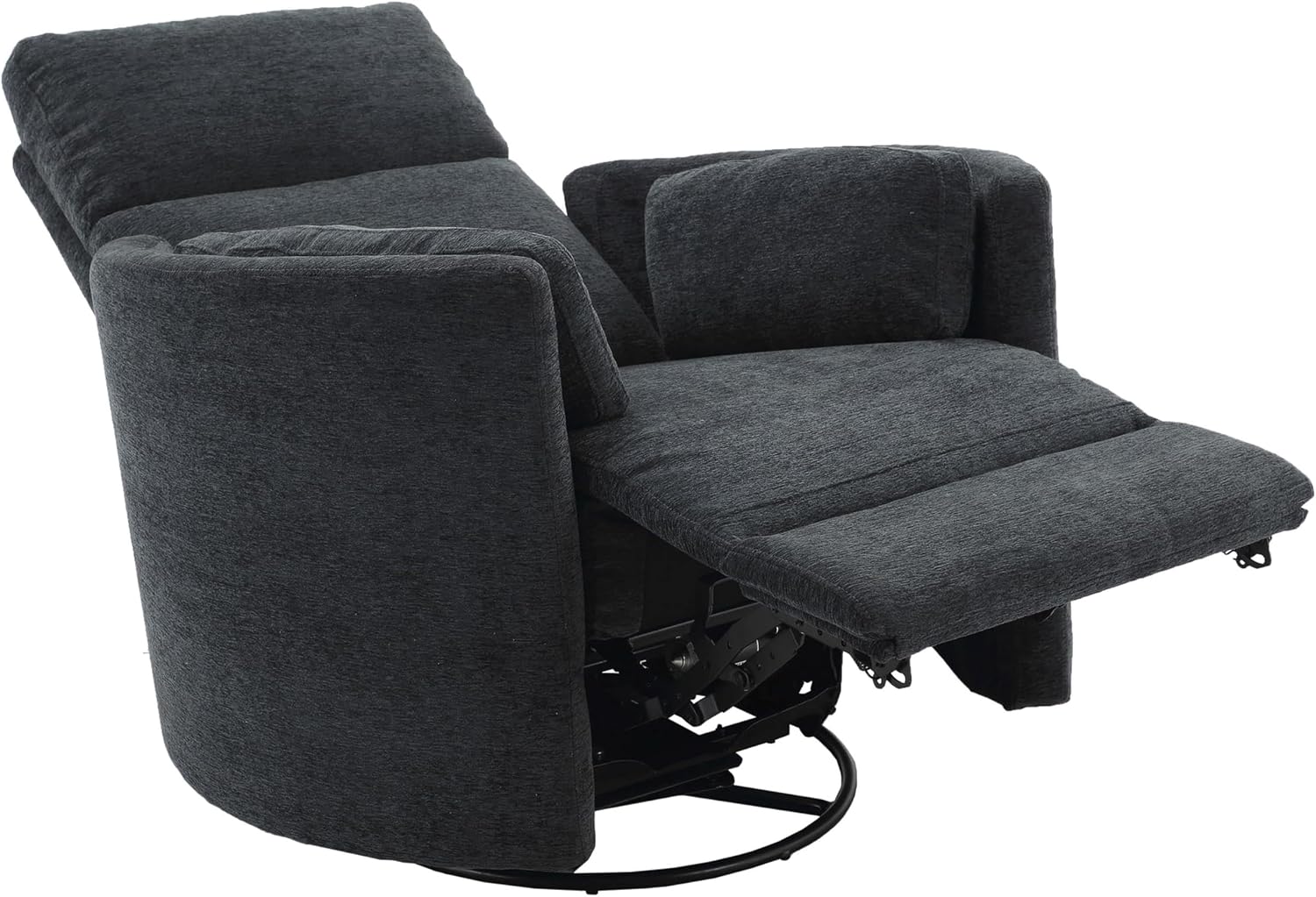 Pemberly Row Modern Charcoal Fabric Power Swivel Glider Recliner (Two Pack) with USB Charging Ports for Living Room