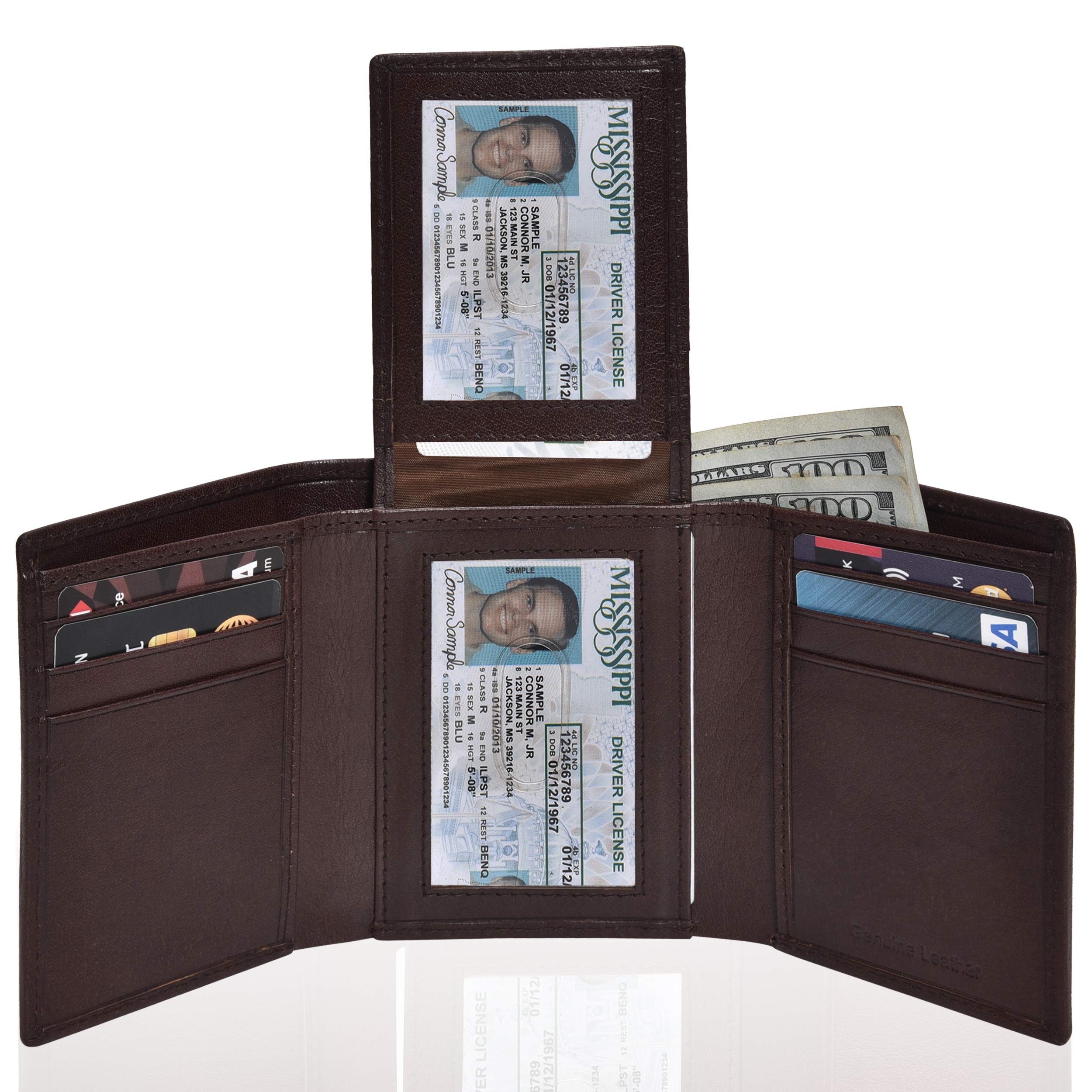 Wallets for Men Slim RFID Leather Minimalist Design Trifold Credit Card