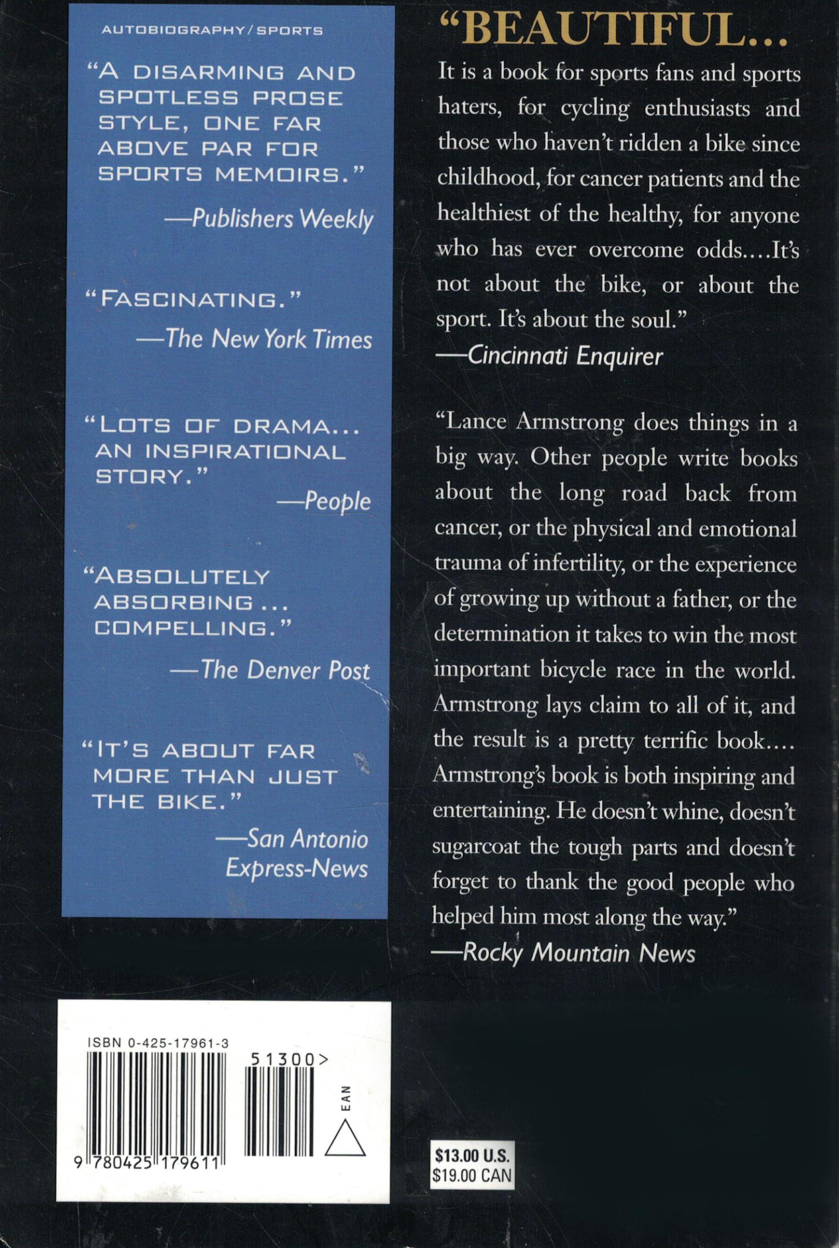 It's Not About the Bike: My Journey Back to Life Armstrong, Lance and Jenkins, Sally - PT01