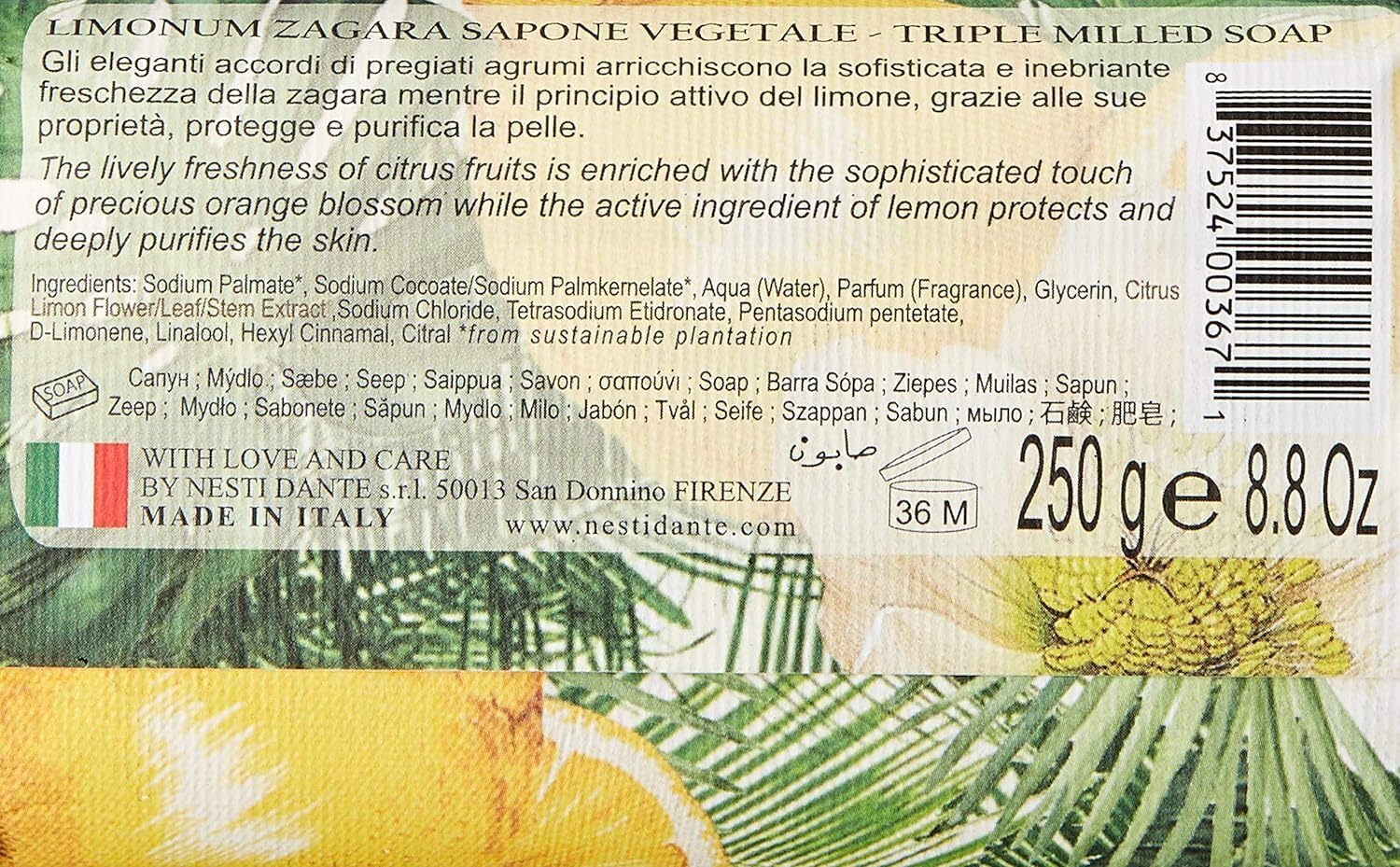 With Love And Care Katı Sabun 250 Gr (Limonum Zagara Citrus)