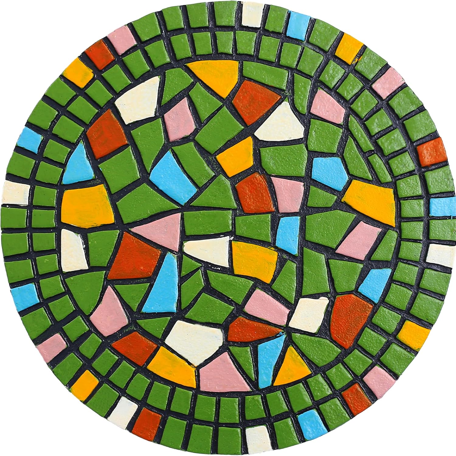 Courtyard Entrance Small Road Decoration - Mosaic Stepping Stone - Garden Lawn Outdoor Decoration Stone 12 inches (Green)