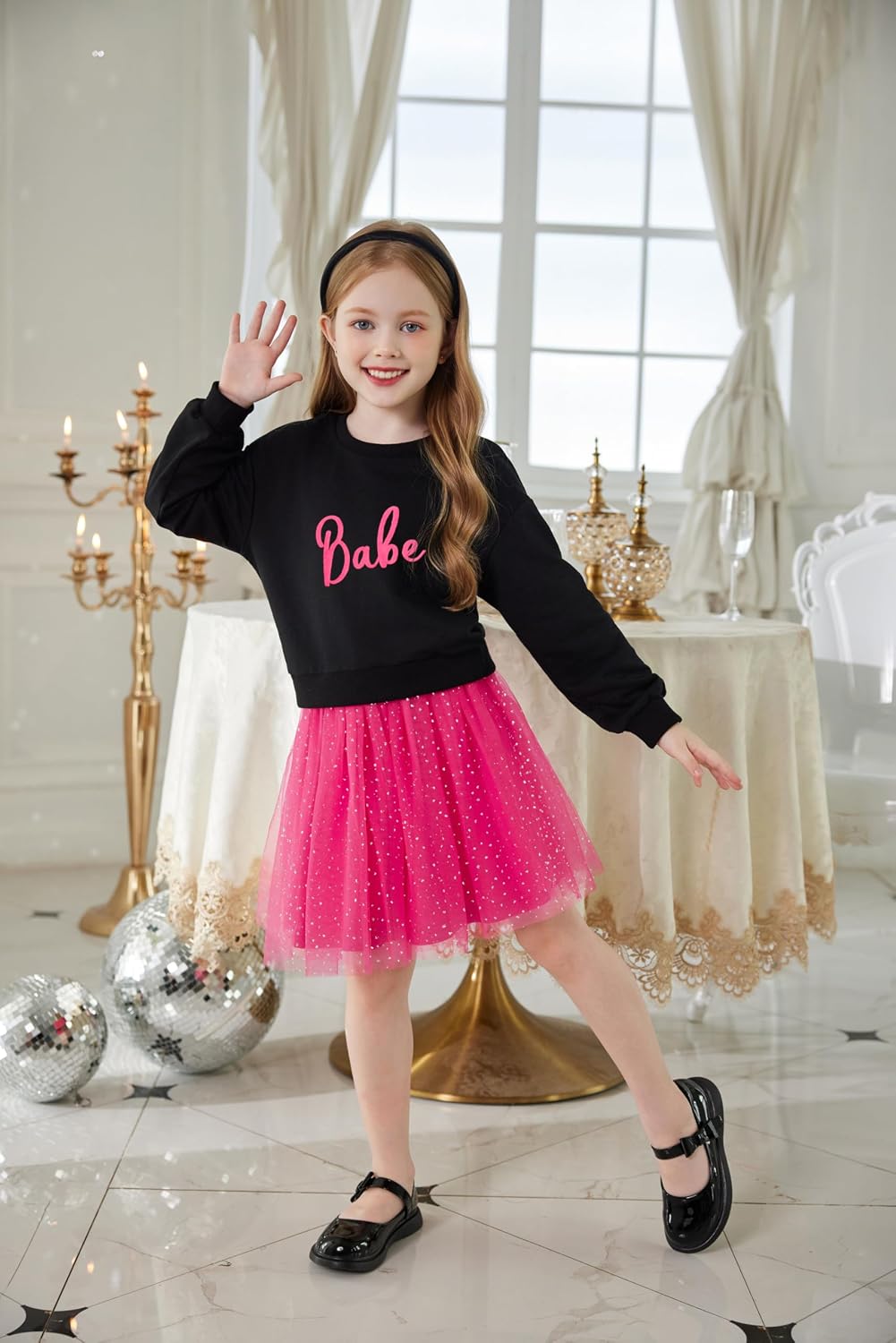 Arshiner Toddler Girl Clothes Long Sleeve Pullover Sweatshirt and Tutu Skirt 2 Piece Outfits Kids Clothing Set Party Dress
