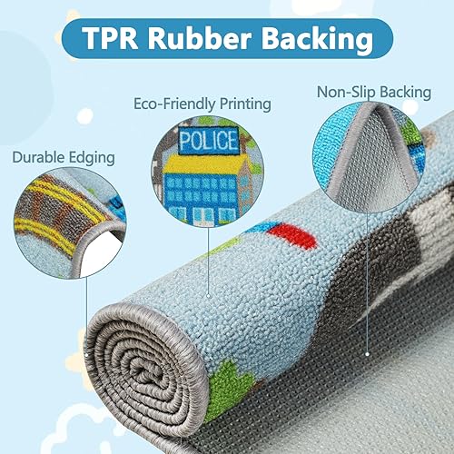 Miniatura 4 de Capslpad Kids Rug Educational Play Rug 5.2'x3.3' Traffic Road Kids Play Car Mat Large Learning Play Game Area Rug Kids Carpet for Playroom Living