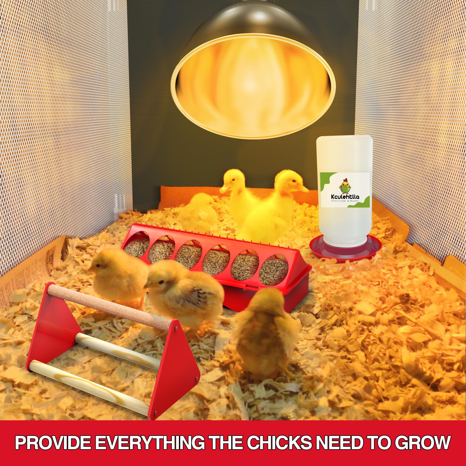 Kit de iniciación de caja de cría de pollo, 10.6 pies ³ para pollitos, patitos y codornices, marco de acero inoxidable, Oxford impermeable, lámpara de calor de 75 W, comedero, bebedero y perca, 47.2 x