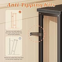 Vista 9 de SUPERJARE - Mesa de sofá de 79 pulgadas con 2 tomas de corriente y puertos USB-C, mesa consola estrecha de 5.9 pulgadas con almacenamiento, mesa