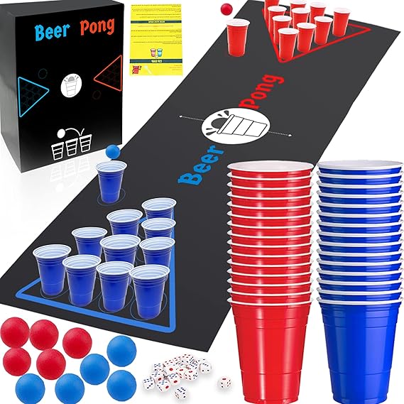 Lubibi 82PCS Beer Pong Set,Adult Drinking Game Cup Kit Bar Pub Party Supplies, PreDrinks, Hen
