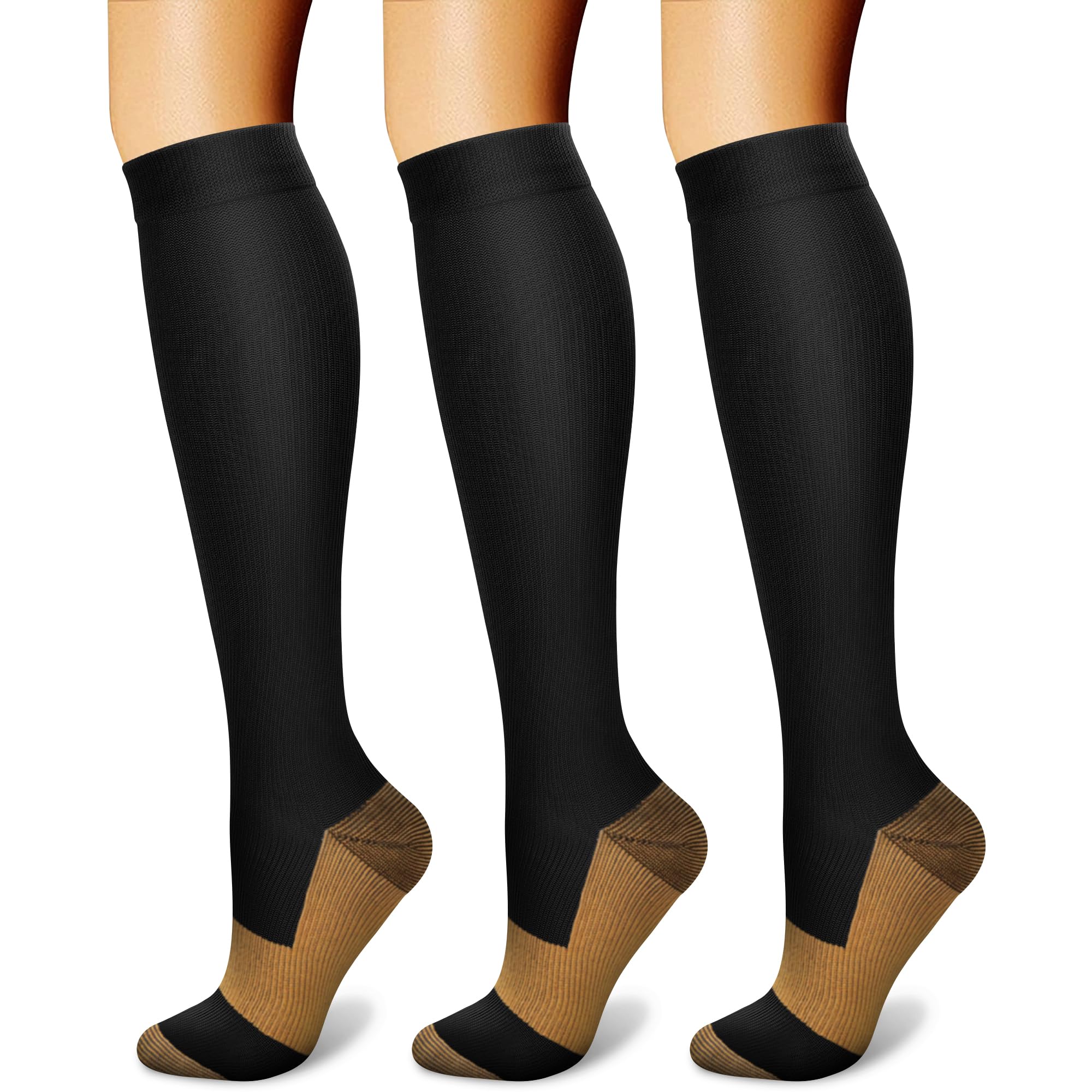 CHARMKING Compression Socks for Women & Men Circulation (3 Pairs, S/M) | Medical Grade 15-20 mmHg Support - main product image
