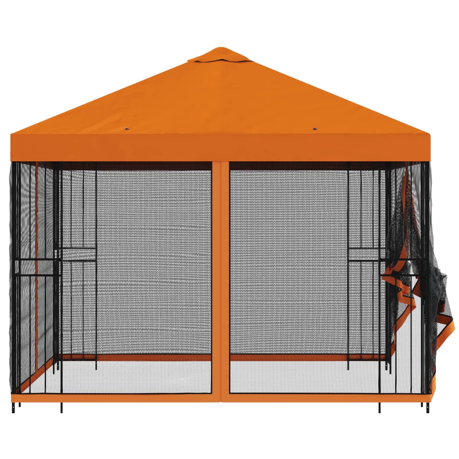 Pawilon ogrodowy ze ścianami bocznymi 3 x 3 m, pomarańczowy, odporna na warunki atmosferyczne pergola z wodoodpornym dachem, stabilna rama stalowa, system wentylacji, idealny na taras, do