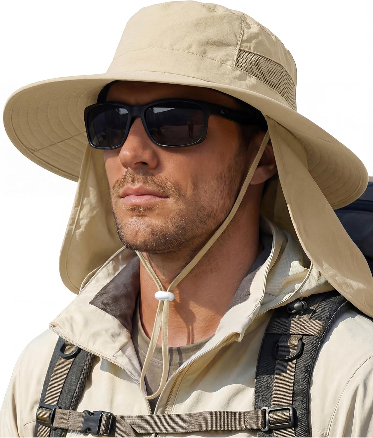 Sun Hats for Men Wide Brim Bucket Hat with Neck Flap for Fishing & Hiking Mens Sun Hat for UV Protection