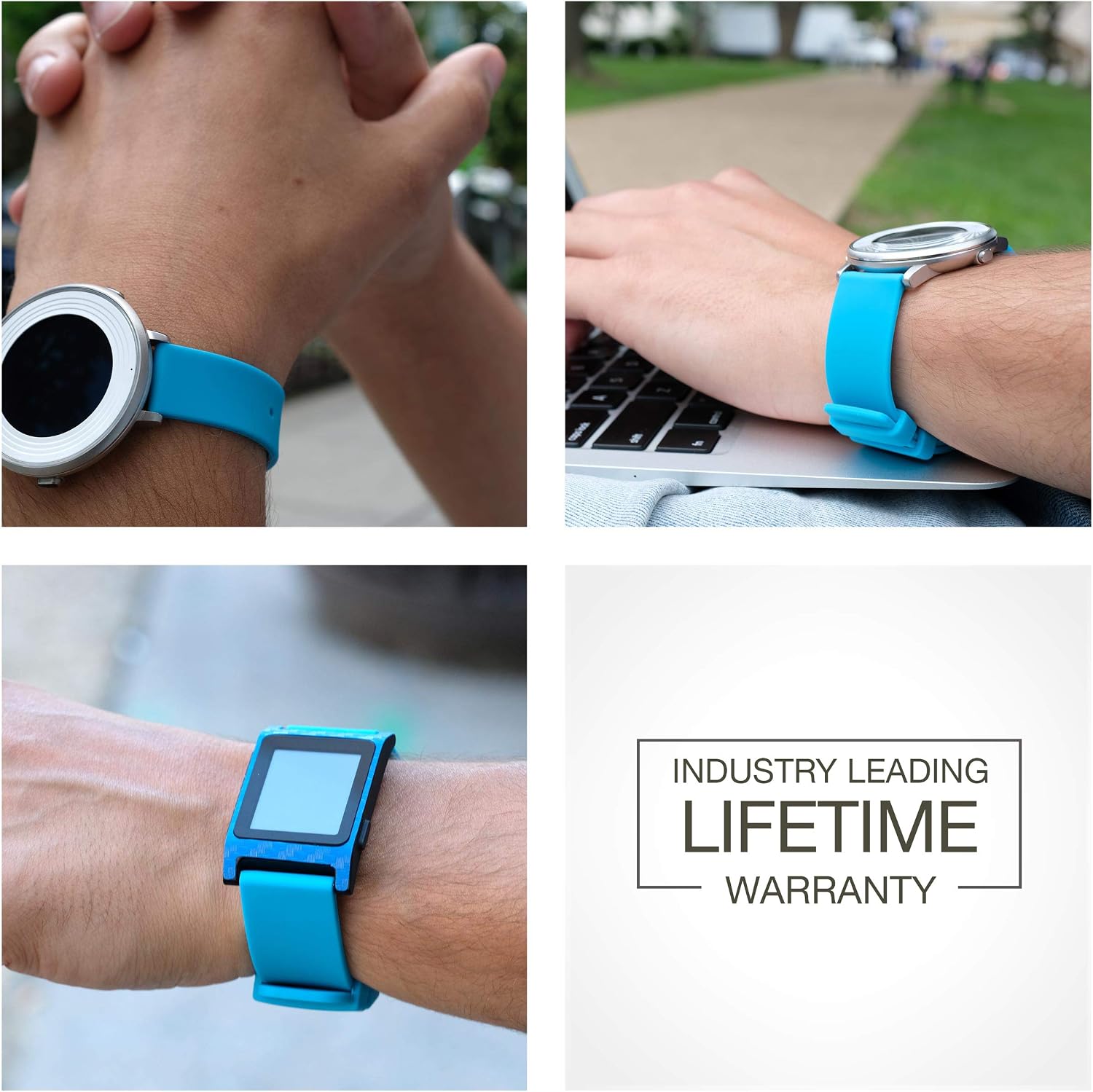 GadgetWraps 22mm Silicone Watch Band Strap with Quick Release Pins Compatible with Fossil, Pebble, Samsung Aqua Blue, 22mm