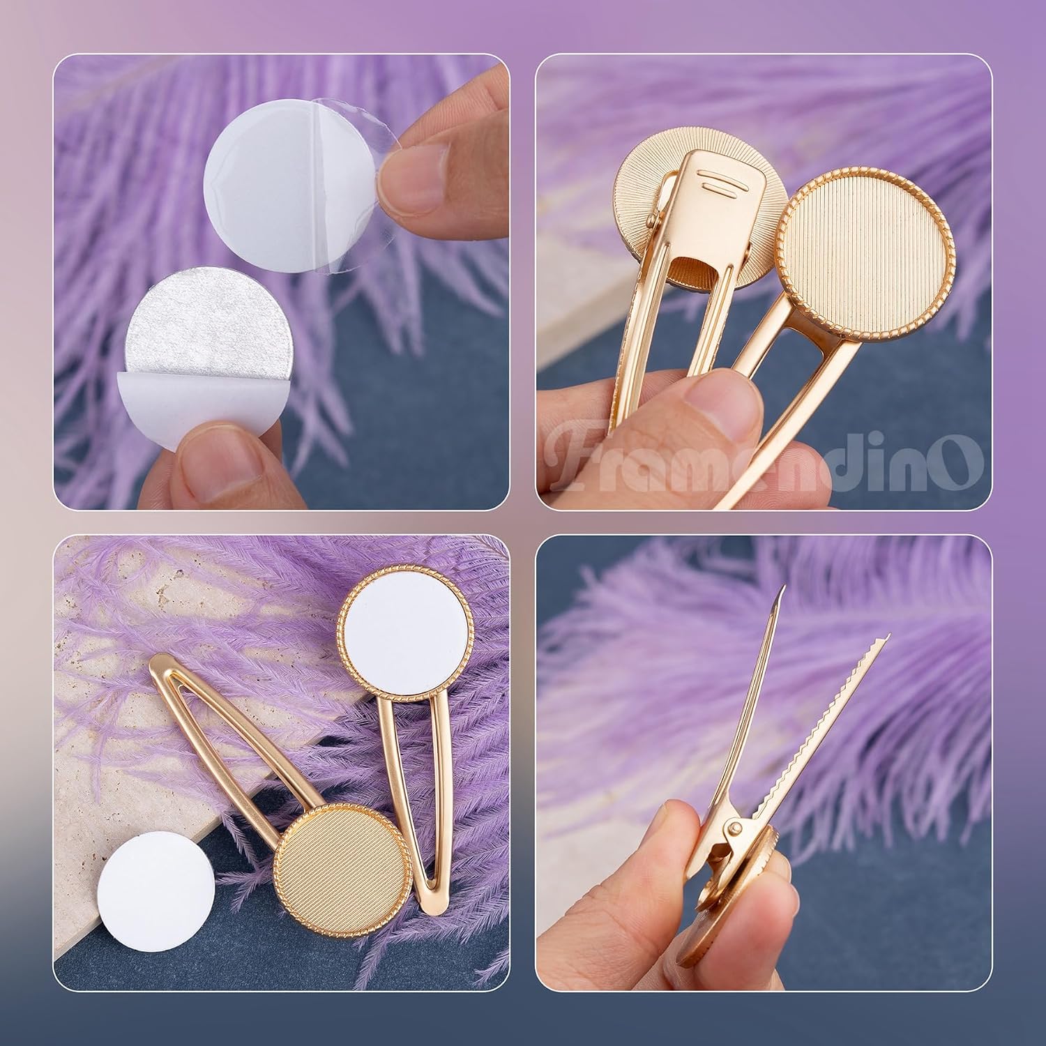 Framendino, 6 Pack Sublimation Hair Clip Metal Hair Barrettes for DIY Hair Accessories Making