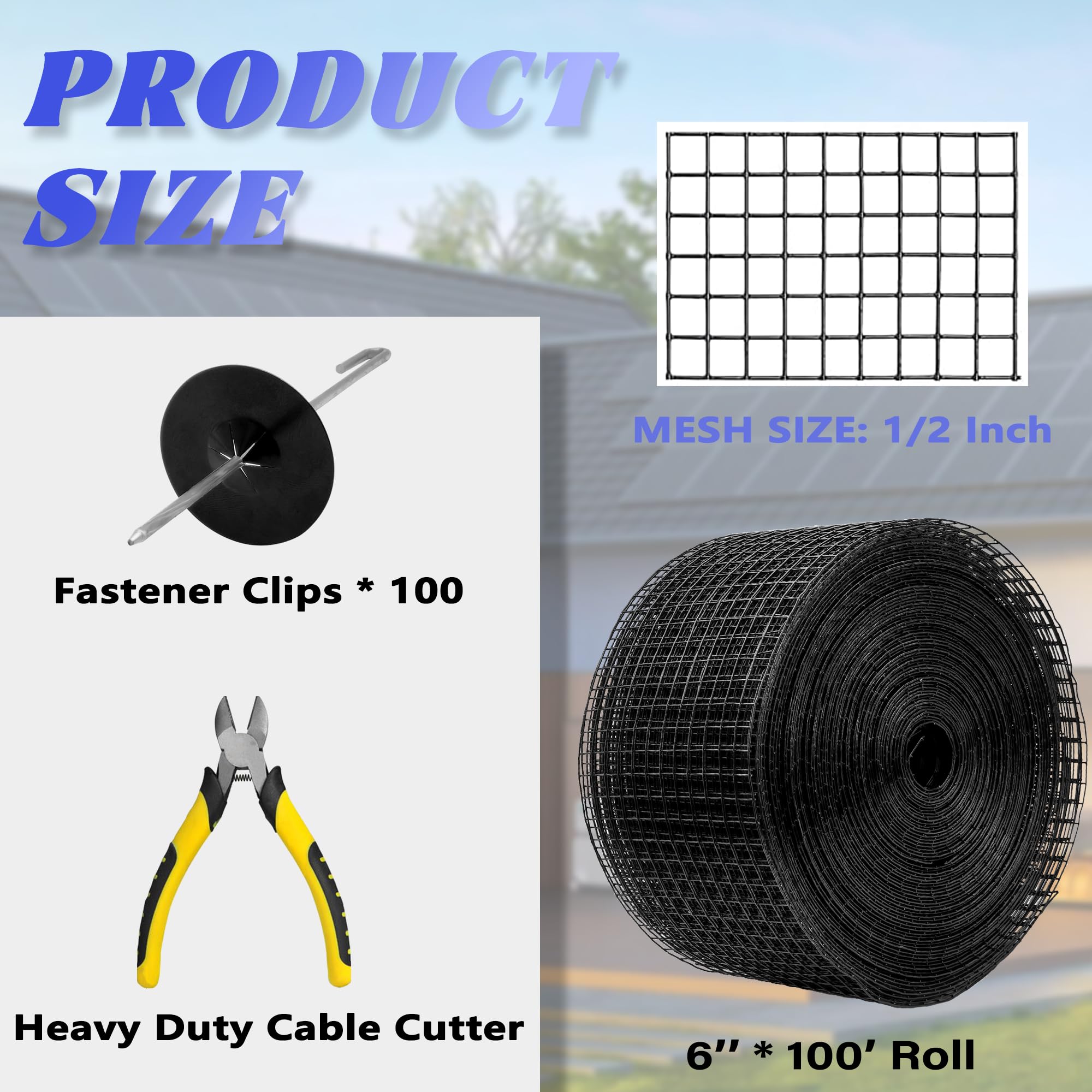 PROLEE Panneau solaire anti-oiseaux antirouille avec 100 clips de fixation pour toit - 15,2 cm x 30,5 m - Amovible sans dommages