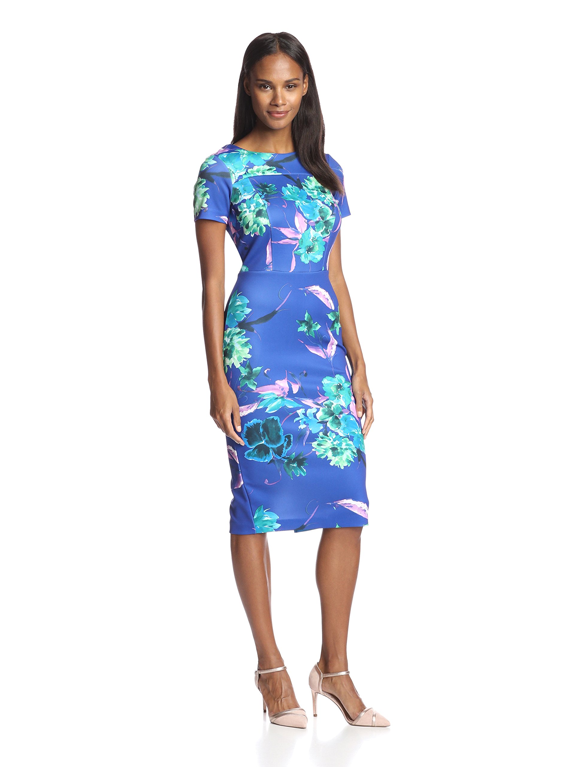 Women's Scuba Bodycon Dress, Blue, XS