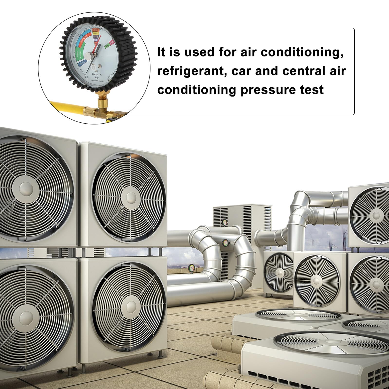 Manómetro y Refrigeración Estructura Esférica de Presión y Cabeza Reemplazable para Prueba de Presión en Fiesta Verano de Aire Acondicionado de Nitrógeno