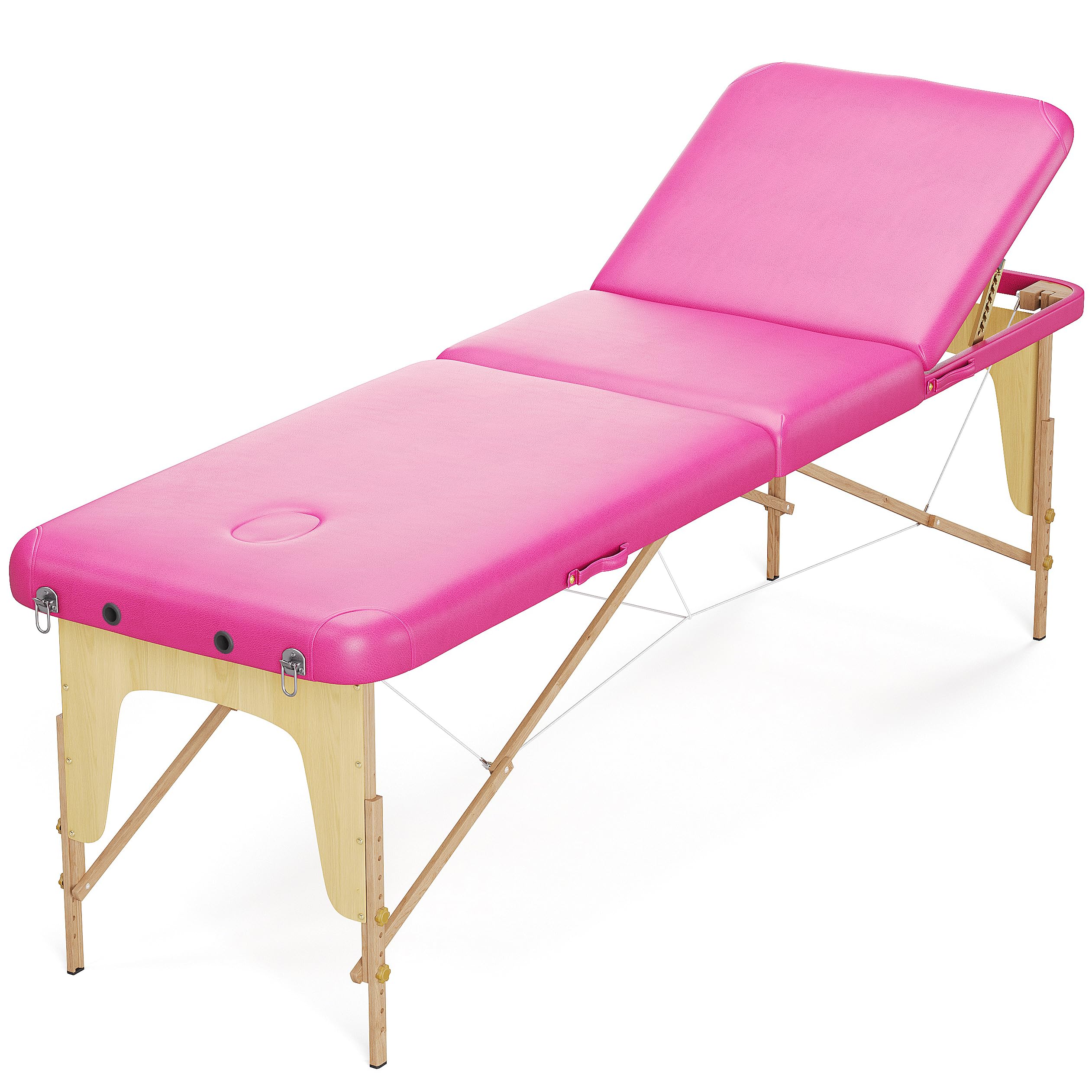 BELTOM® Camilla de Masaje Basic 3 Zonas portatil 185 x 60 cm. - Pesa Solo 14,3 kg. - Mesa Cama Banco Plegable Reiki Fsioterapeuta - Rosa