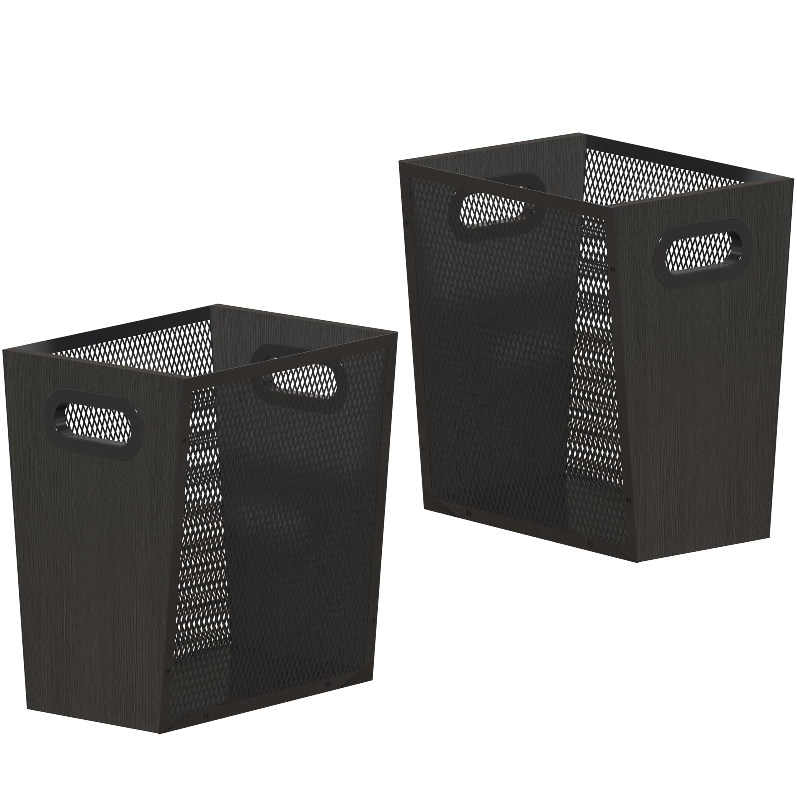 Piskyet Black Office Trash Can for Near Desk 4 5 Gallon Unique Wood Bedroom Garbage Can Vintage Wastebasket