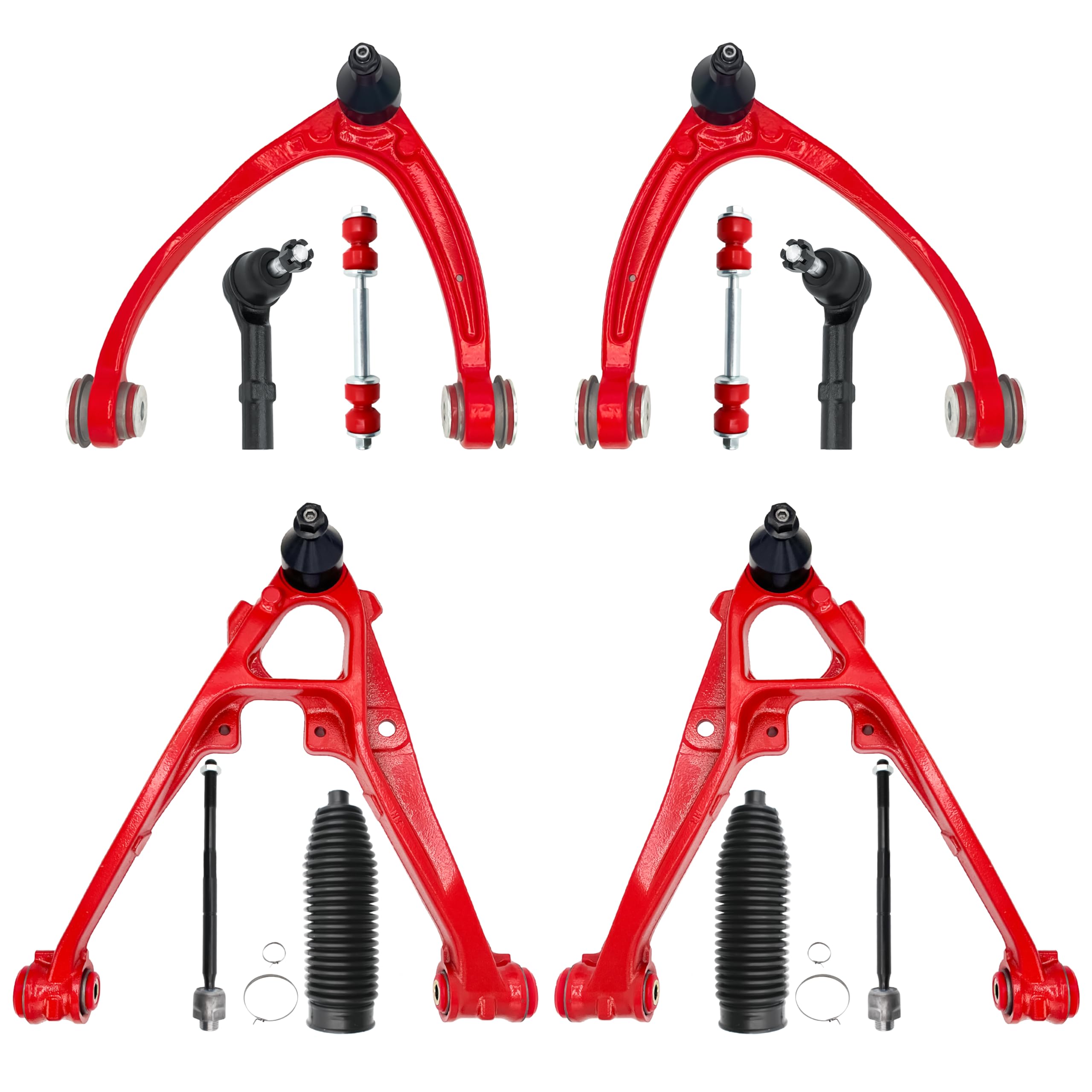 Photo 1 of Front End 12pc Control Arms Suspension Kit for Chevy Silverado 1500 GMC Sierra 1500, Suburban 1500, Yukon XL 1500/Yukon, Avalanche, Tahoe, Escalade Ext/Esv, 4 Tie Rods 2 Boots 2 Sway Bars
