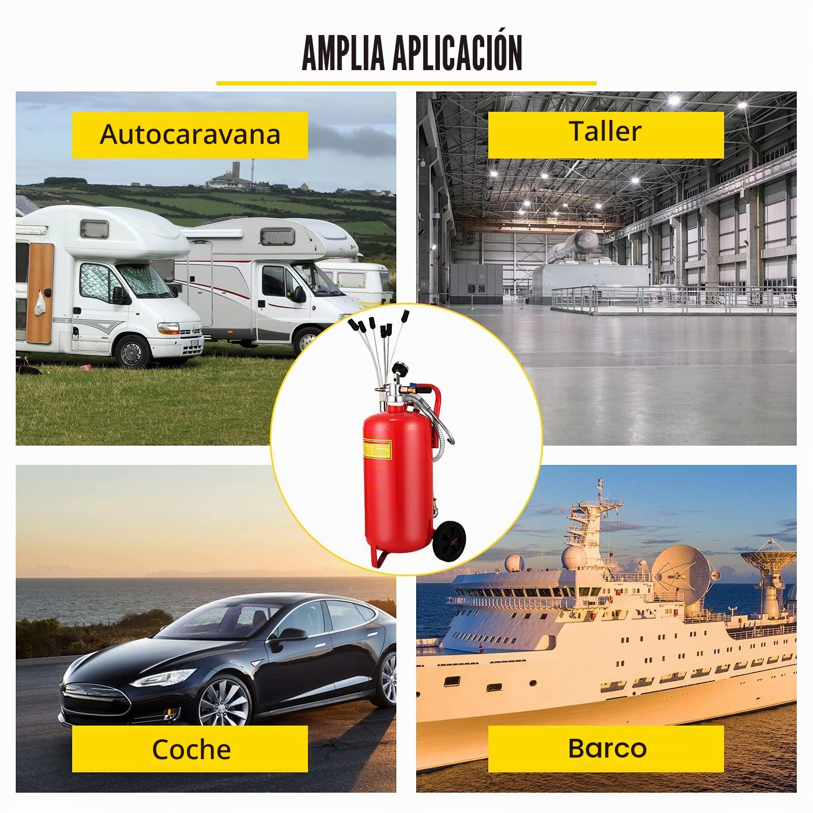 SucceBuy Bomba Extractora de Aceite 22,7 L Consumo de Aire 200 L/min Extractor de Aceite Neumático 8-10 bar con Asa Portátil y Ruedas Extractor Aceite para Automóvil/Motocicleta/Barco/Caravana