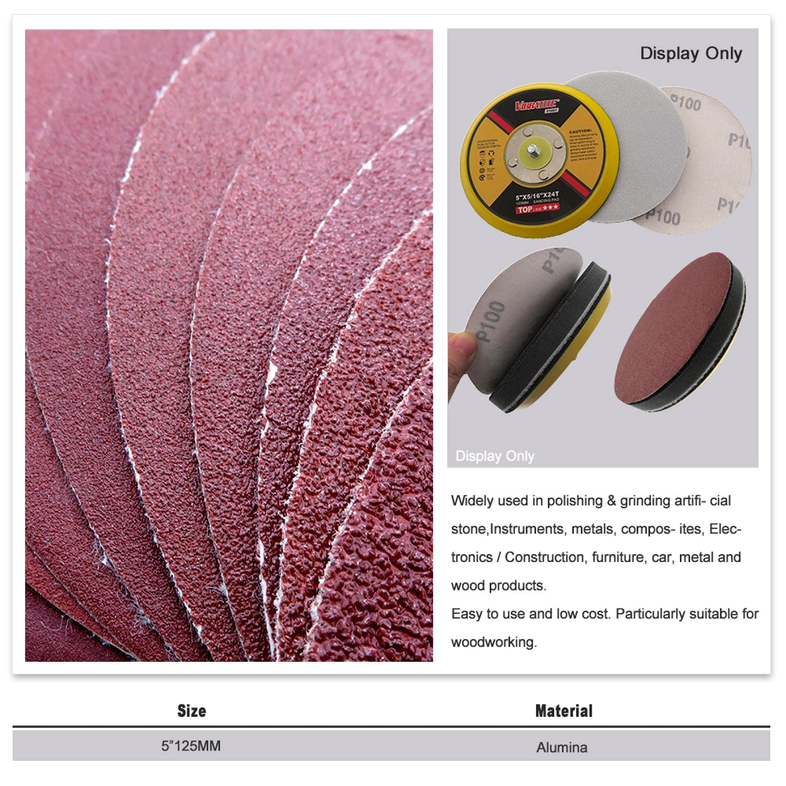 Disques De Ponçage - Tbest - 125 Mm - 10pcs - Alumine - Rouge