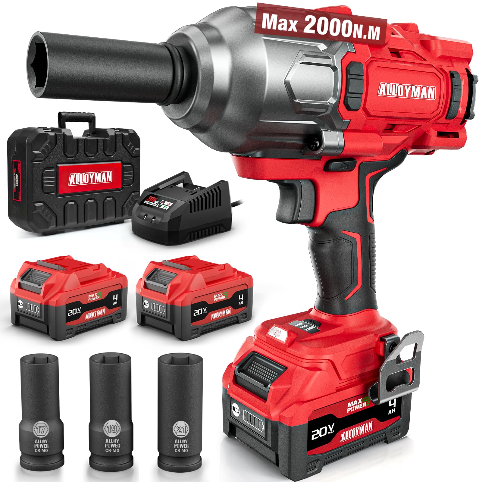 Alloyman Cordless Impact Wrench - 1500 Ft-Lbs Torque -1