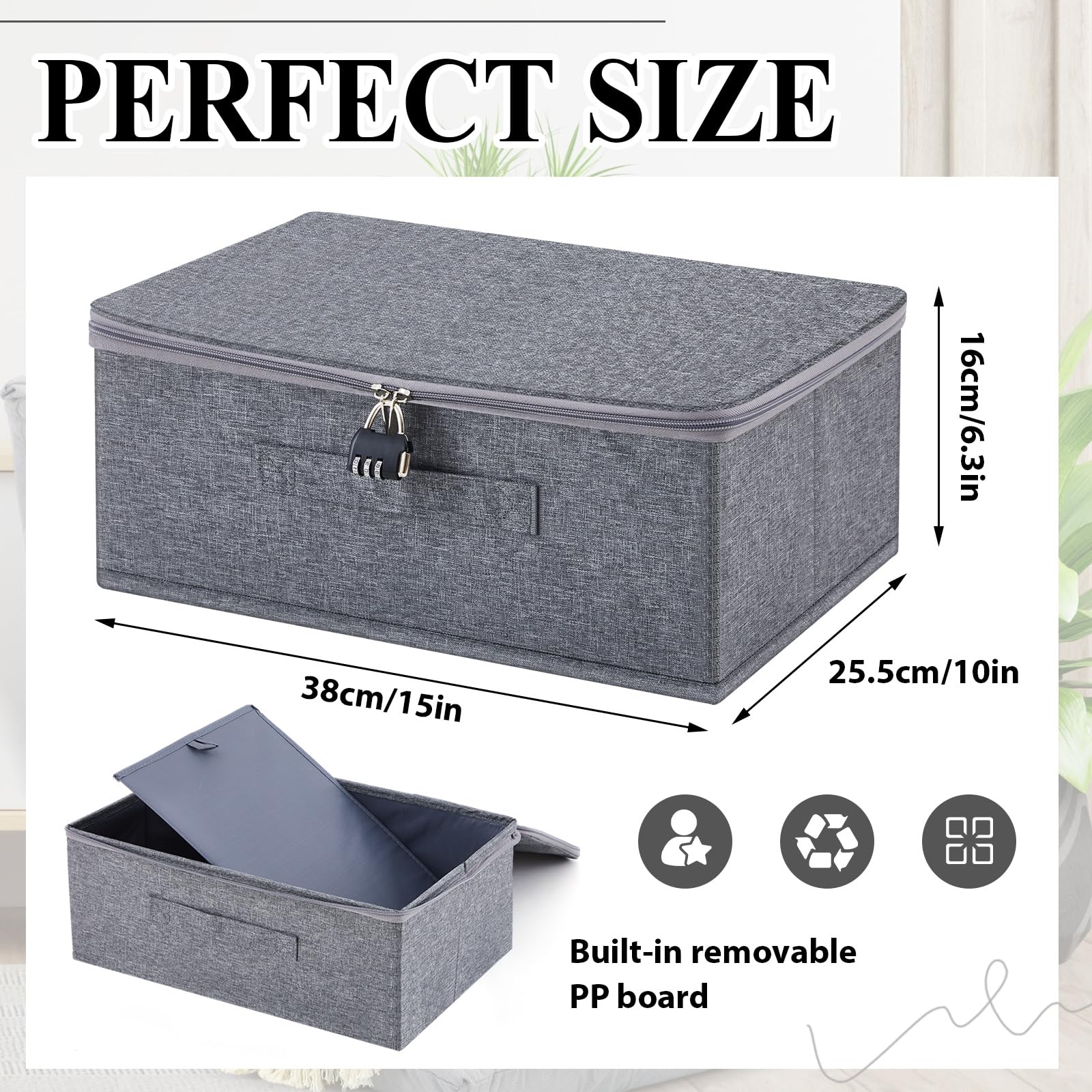 Briwooody Discreet Lockable Toy Bag Storage Organizer Toy Bag Storage Bins Case with Zipper Lid for Women and Men Clothes Container(Black,15 x 10 x 6.3 Inch): Gray 15 x 10 x 6.3 Inch