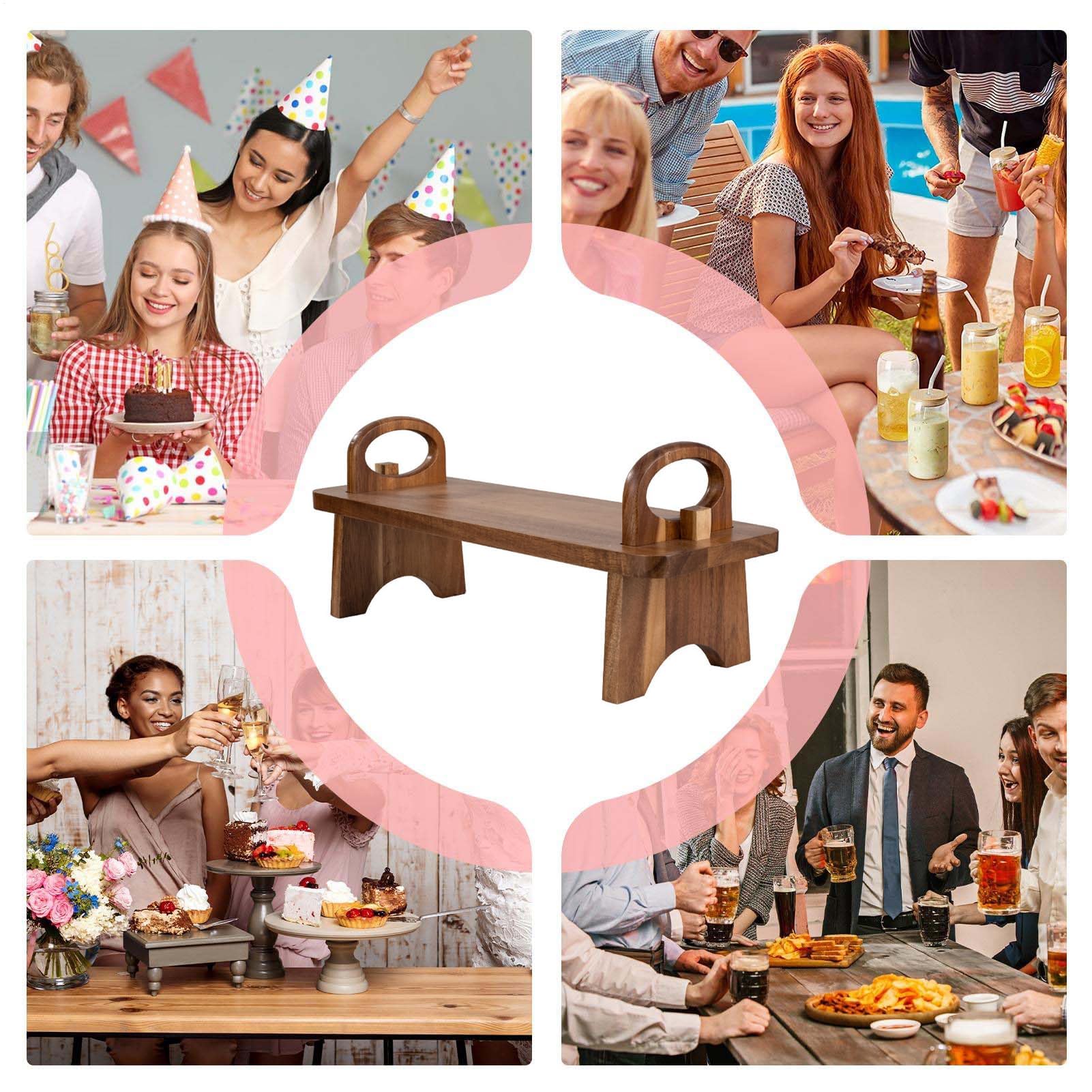 Vassoio da portata in legno di acacia rustico, versatile alzata per cupcake, alzata alta per matrimoni, feste e buffet, ideale per dessert e formaggi, espositore per insalate, Thanng Catering