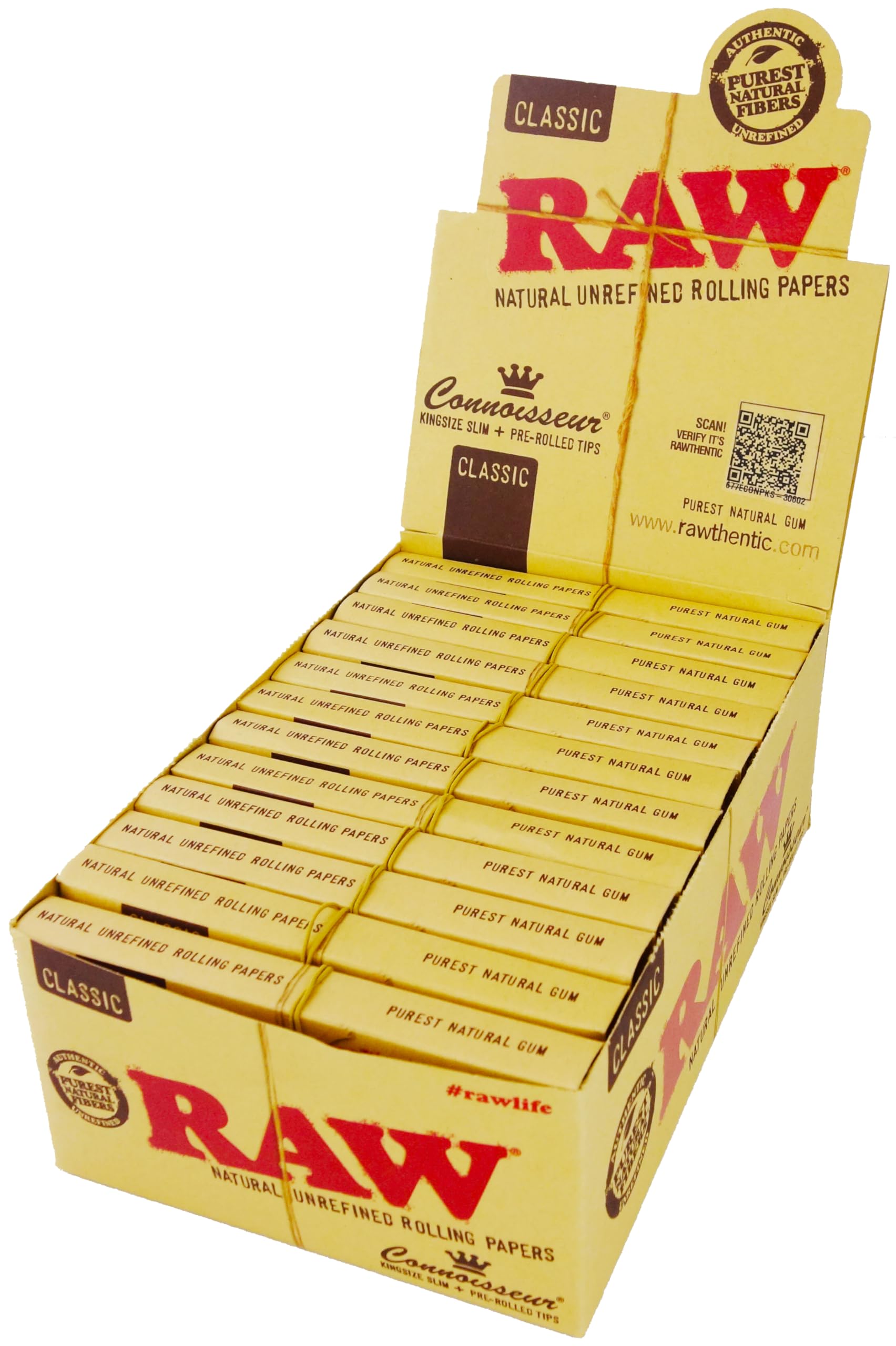 Rolling Paper Raw Connoisseur King Size Slim Plus Tips 24 Pieces