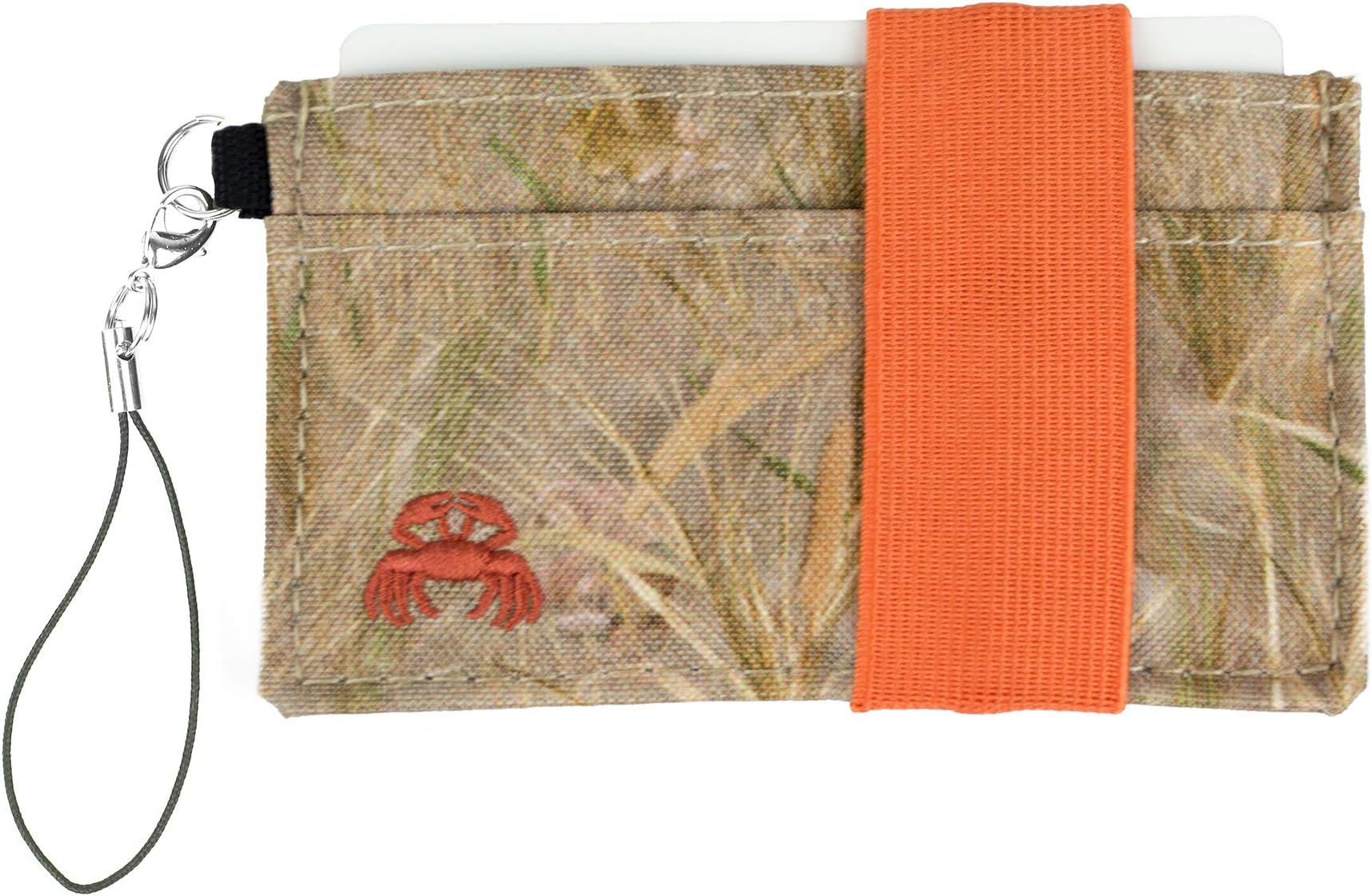 Crabby GearCrabby Wallet - Thin Minimalist Front Pocket Wallet - Credit Card Holder - Small Travel Wallets - Compact Wallets For Men and Women - Carry Cards, Cash, Secure Canvas Wallet - Camo Grassland