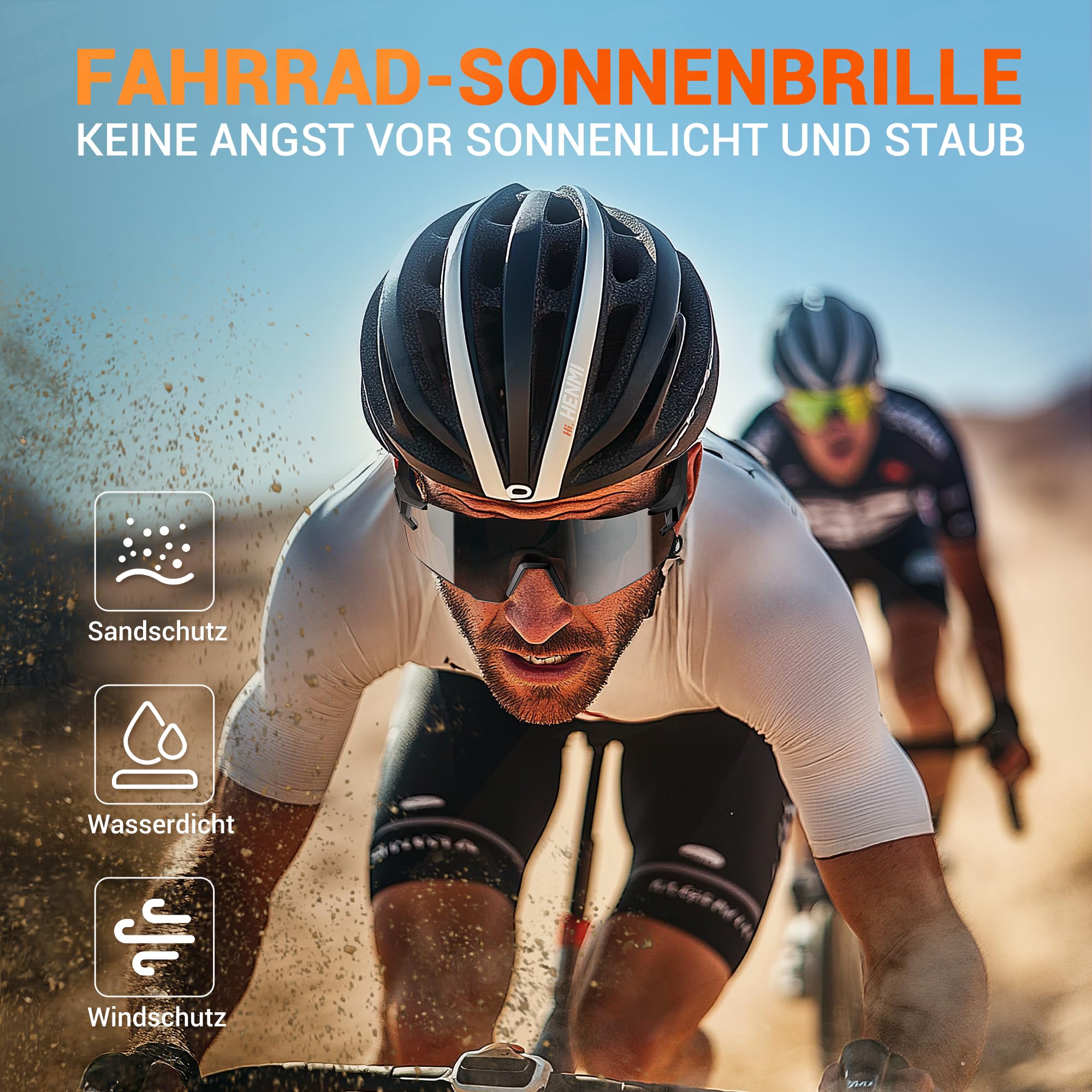 HENMI Sportbrille für Herren Damen – UV400 Schutz Sonnenbrille mit TR90 Rahmen, verstellbarem Nasenpad & Bügel – 2 Varianten: selbsttönend & polarisiert – Ideal für Radsport, Laufen & Outdoor