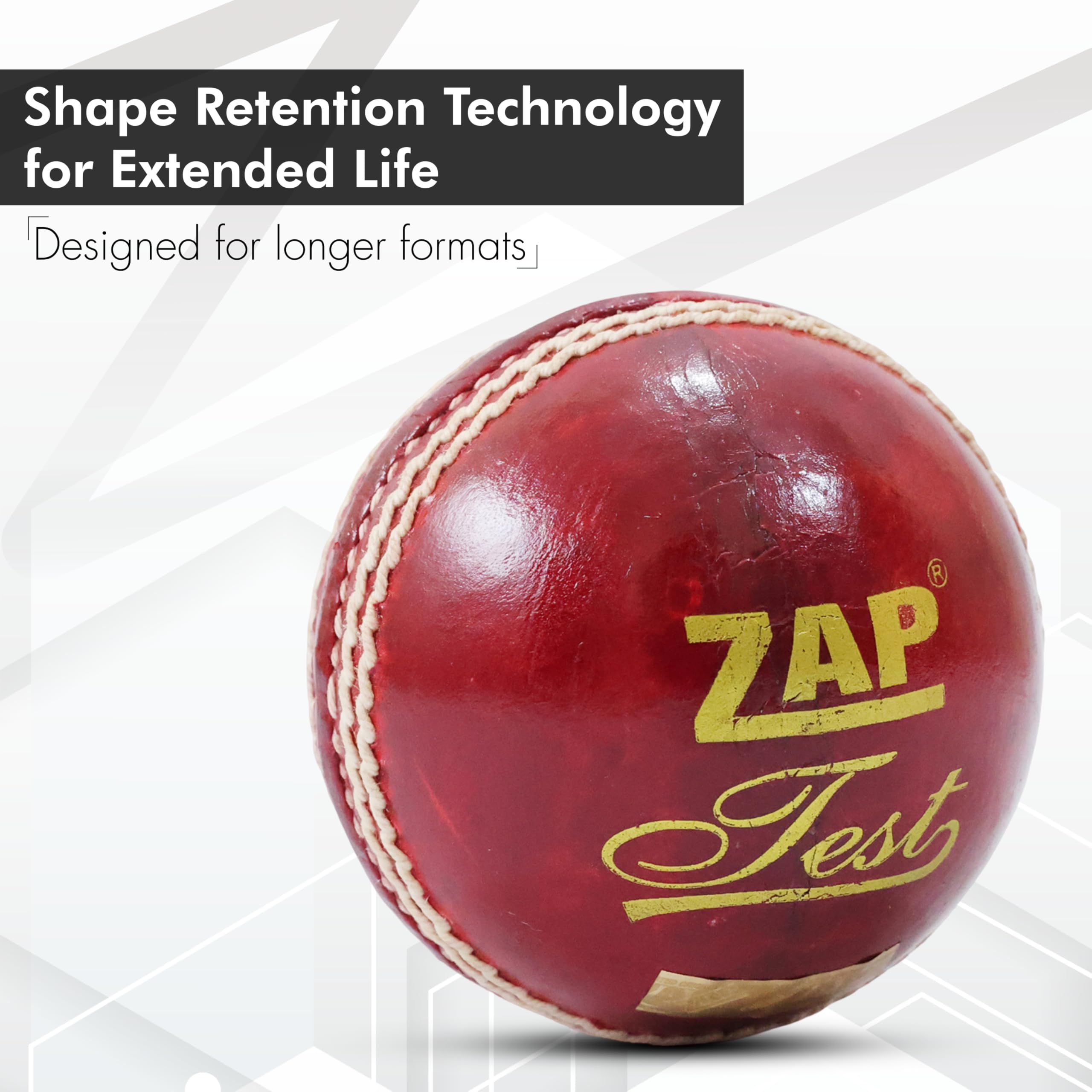 ZAP Test Cricket Leather Ball -30 Overs Guarantee Red (1 Pcs), ICC