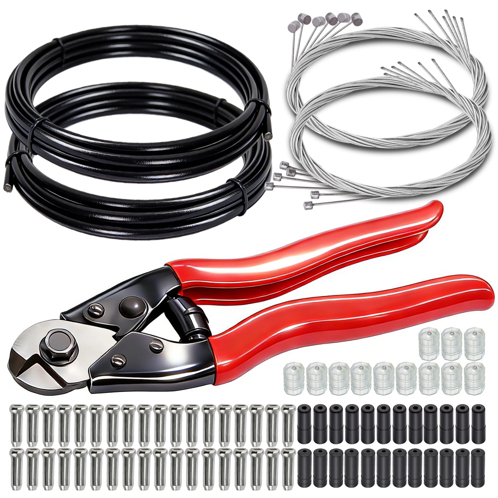 weideer Stainless Steel Wire Cutter Bike Brake Cable Housing Shifter Cable Housing Universal Bike Cable Kit Bicycle Brake Cable Shift Cable with Bike Cable End Caps O-Rings