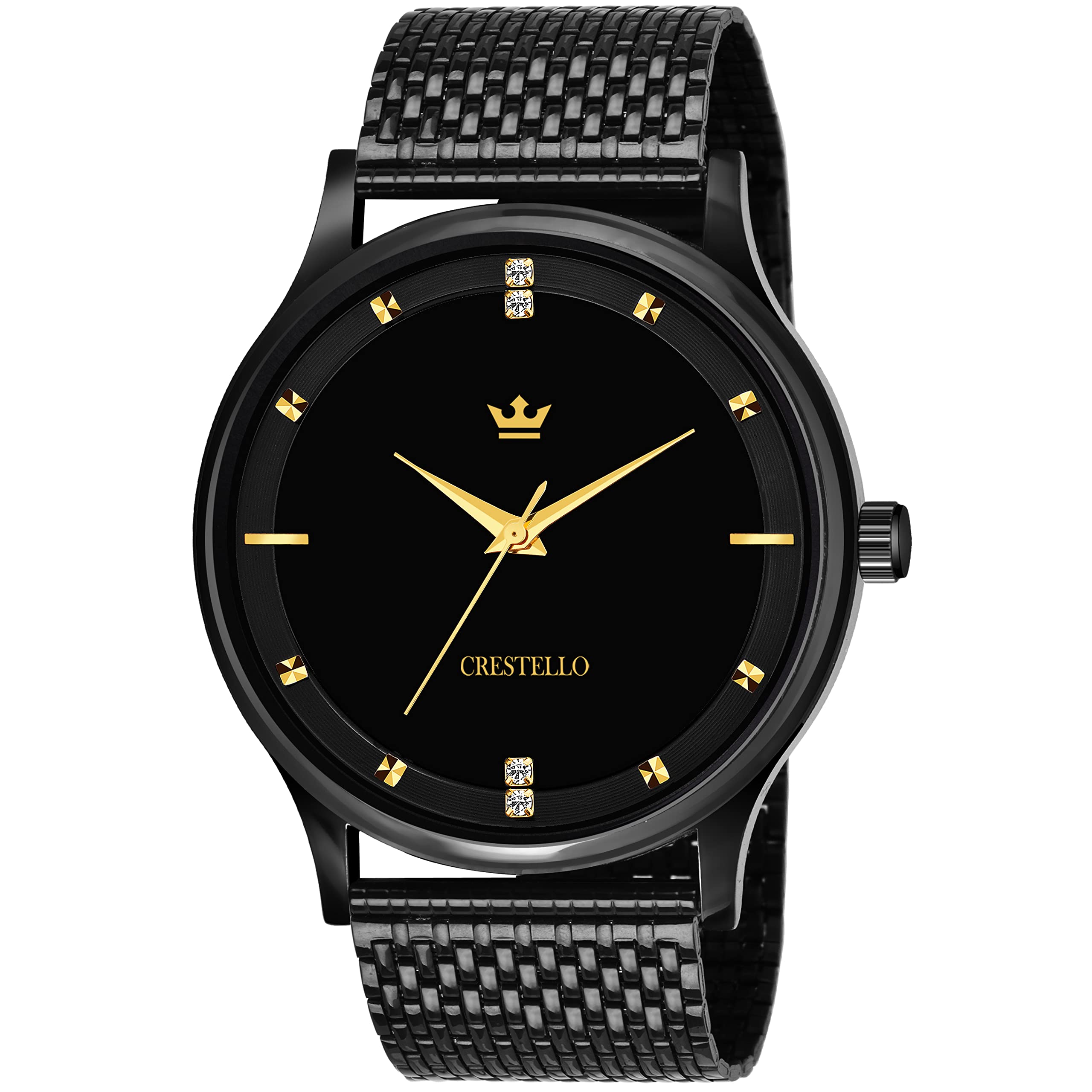 CRESTELLO Black Plated Metal Chain Analog Wrist Watch for Men | CR-BK023-BLK-CH (B0C3J1NKFQ) Amazon Price History, Amazon Price Tracker
