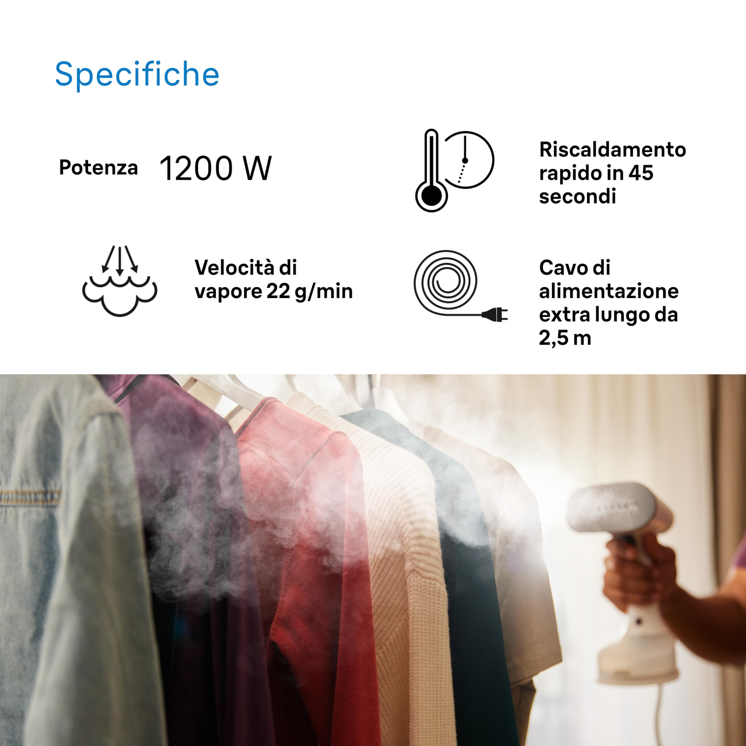 Braun QuickStyle 5 GS5011PU, Stiratore Verticale con la Prima Piastra al Mondo con Tecnologia Dual FreeGlide 3D, Riscaldamento Rapido, Vapore 22 g/min, Capacità Serbatoio 150ml, 1200W, Bianco/Viola