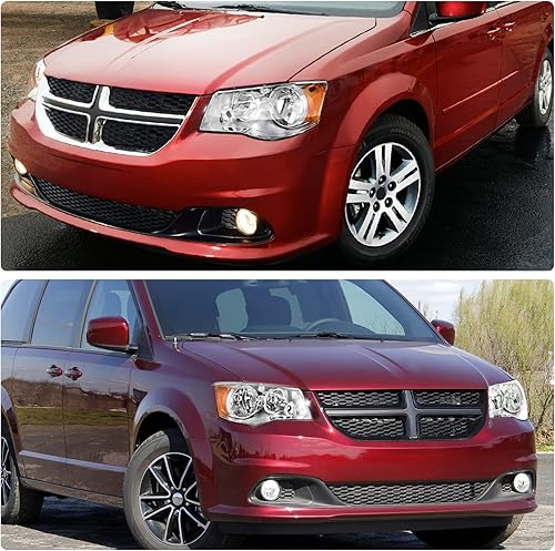 Miniatura 5 de DWVO Conjunto de faros delanteros compatible con Dodge Grand Caravan 2011-2019  Chrysler Town & Country 2008-2016 carcasa cromada ámbar reflector,
