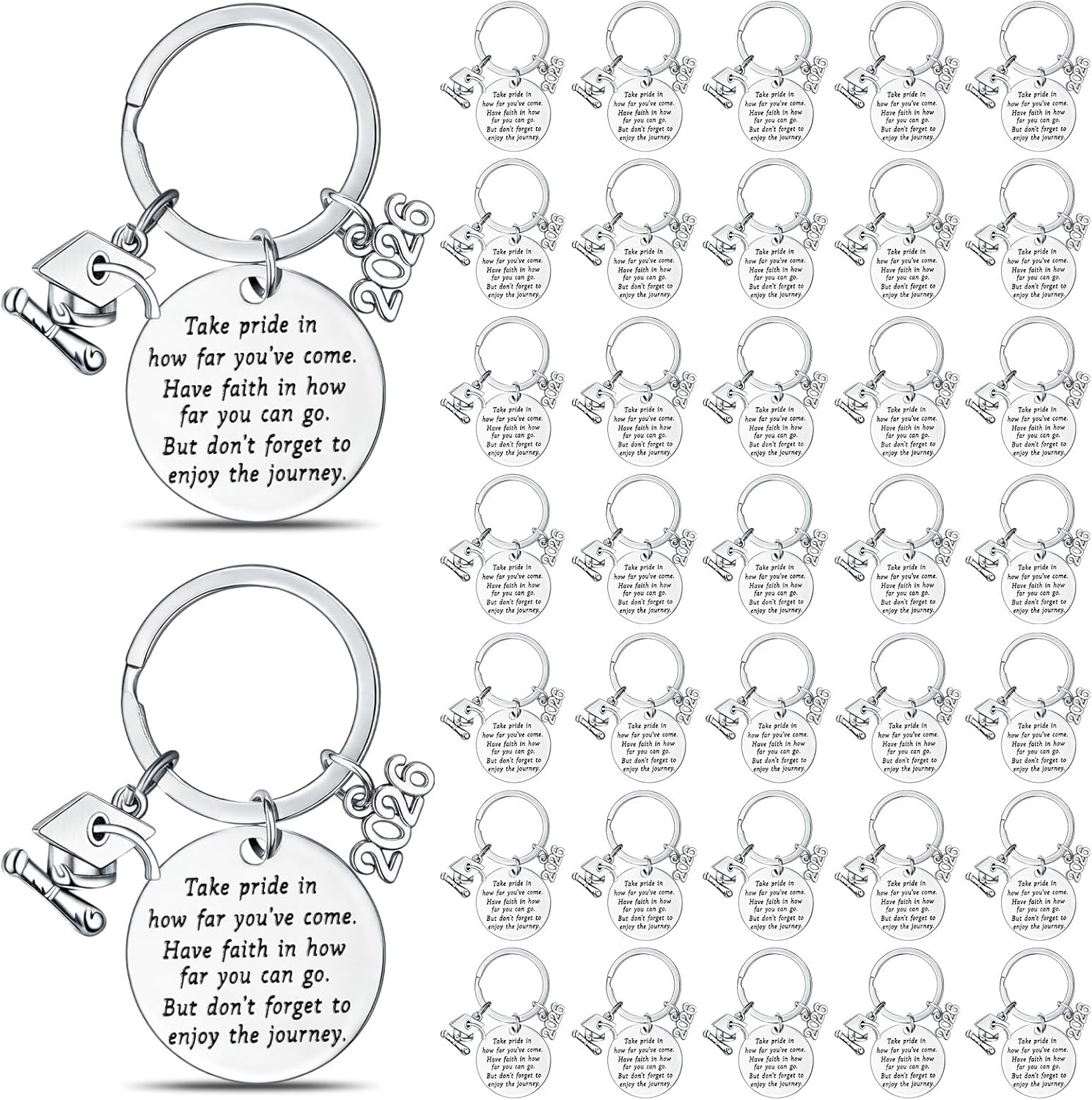 Sasylvia Graduation Keychain 2026 Bulk Inspirational Graduation Gift Keychain 2026 Class Keychains Gifts Motivational