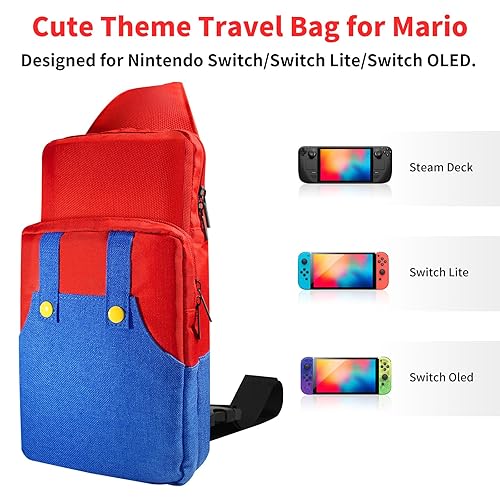 Miniatura 3 de THRCIFLO Portable Crossbody Travel Bag for Nintendo SwitchSwitch LiteSwitch OLED,Cute Shoulder Bag Backpack for Super Mario, Durable Carrying Sling