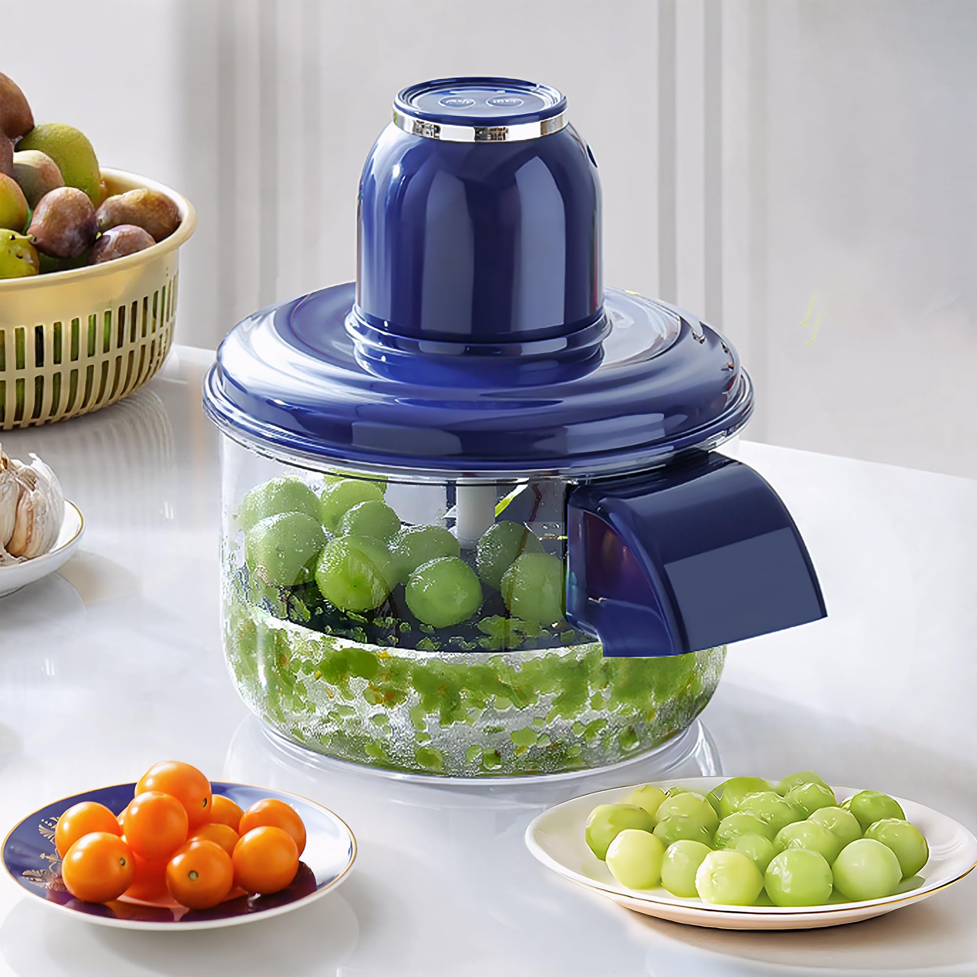 Electric Peeler Machine for Grape, Garlic, Tomato - Automatic Skin Remover Tool, Rechargeable Fruit Peeler for Small Fruits & Commercial Use (Dark blue)
