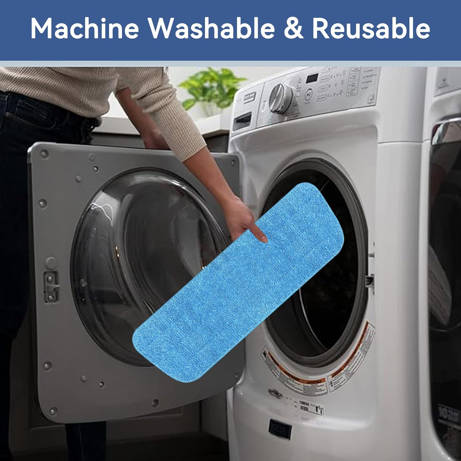 4 Pack Reusable Microfiber Mop Pads for 13''-15'' Spray Mop, Replacement Mop Refills for Wet and Dry Cleaning, Machine Washable Floor Cleaning Pads (Blue and Green)