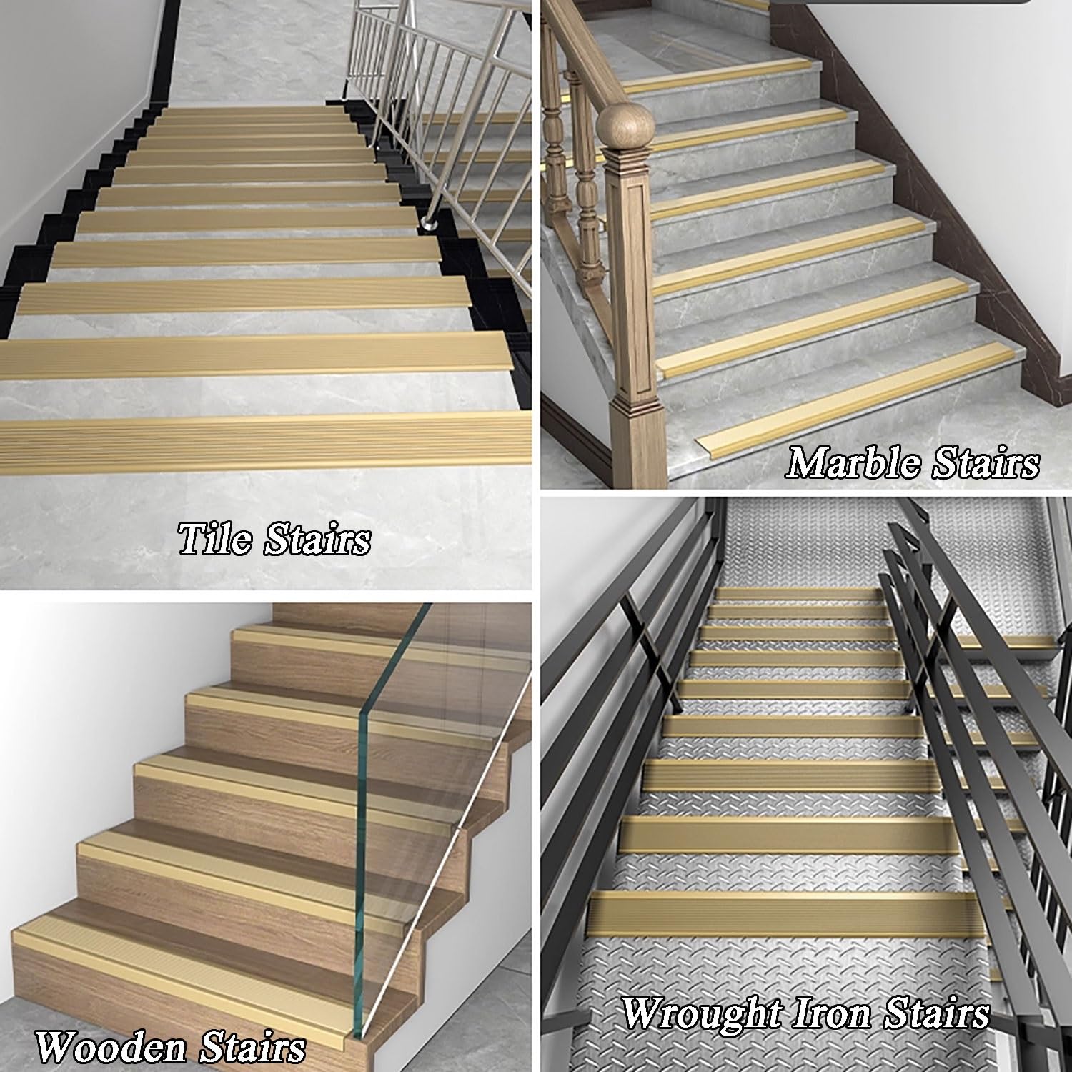 Borde de perfil de aluminio antideslizante para escalones de interior/exterior, protector en forma de L, plateado, 70 mm, banda de rodadura de seguridad duradera para escaleras
