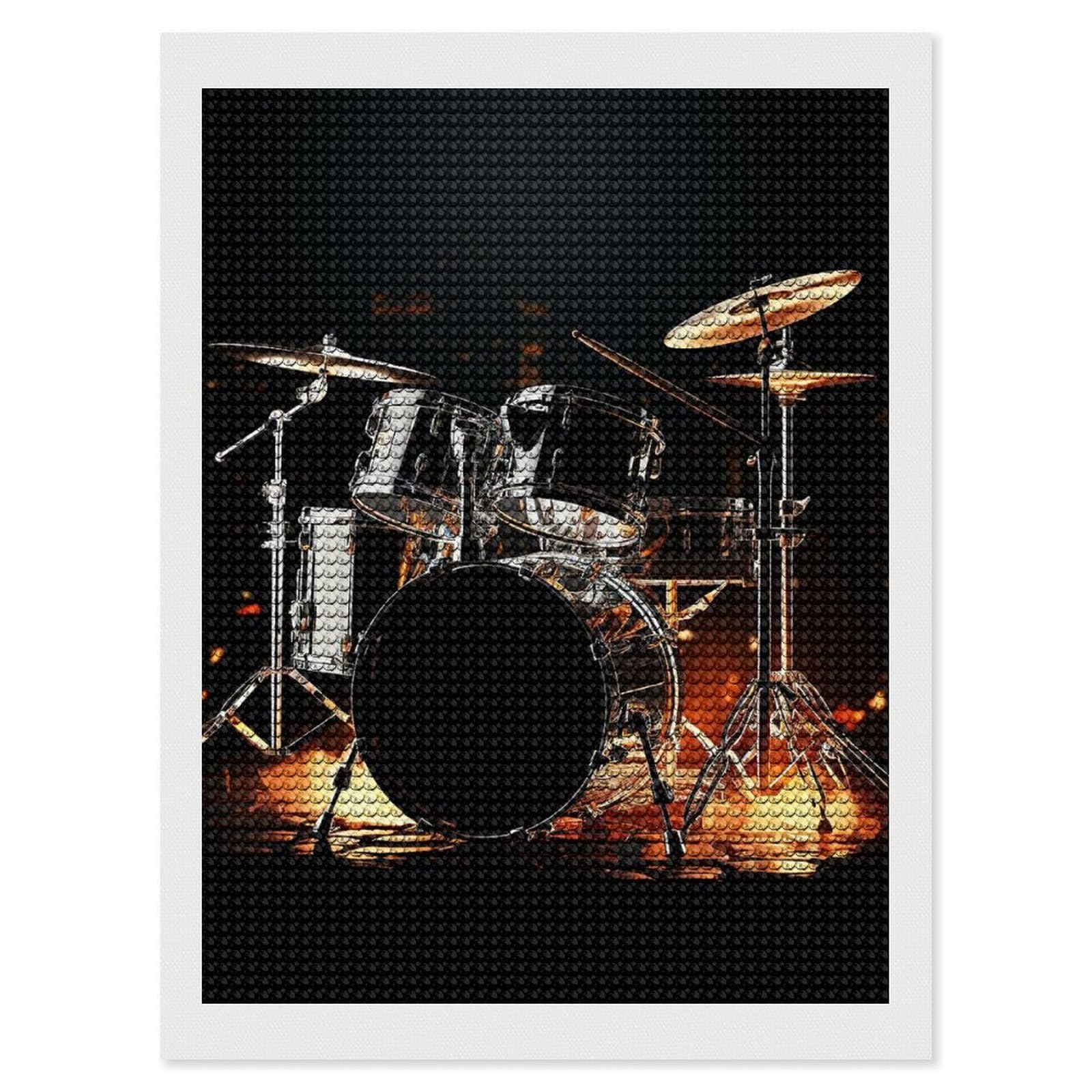 FekiLoot Drummer Diamond Art Kits for Adults, 5D Aurora Diamond Painting Kits for Beginners DIY Full Drill Dots Gem Art Paint Crafts for Home Wall Decor 12"x16"