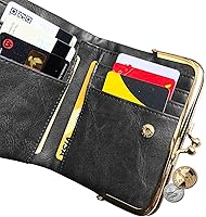 FOXER Cartera De Cuero Para Mujer, Pequeña Billetera Plegable Acolchada, Tarjetero (negro2), Negro2, Classic