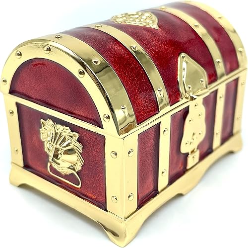 Caja de joyería de metal vintage, caja de joyería del tesoro, bandeja de almacenamiento de gemas, anillos, aretes, collar, recuerdo, soporte de