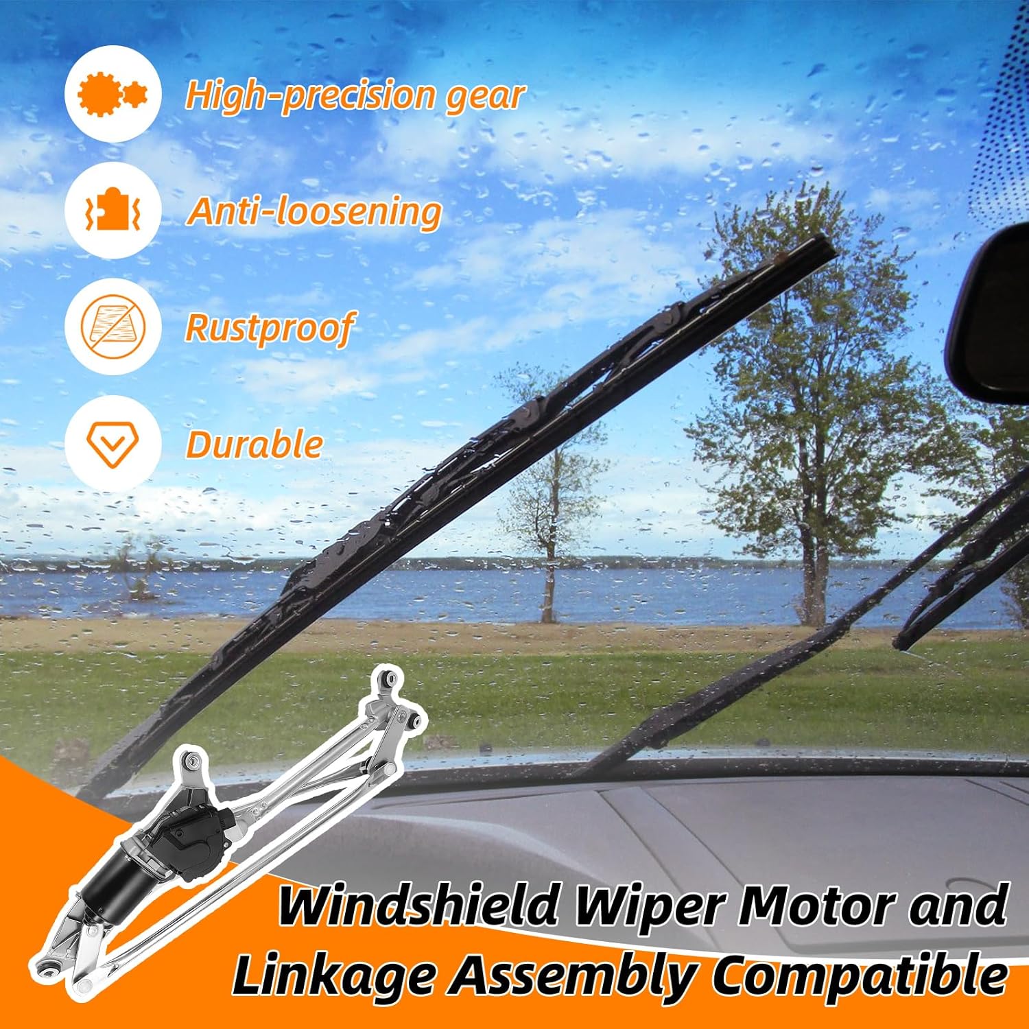 Replacement Parts for Front Windshield Wiper Linkage Assembly/Motor for Toyota Camry 2007-2011 OE:8511033050 with Camry 06-11 Windshield Wiper Arms Pair Set 1 Pcs Car wash Towel