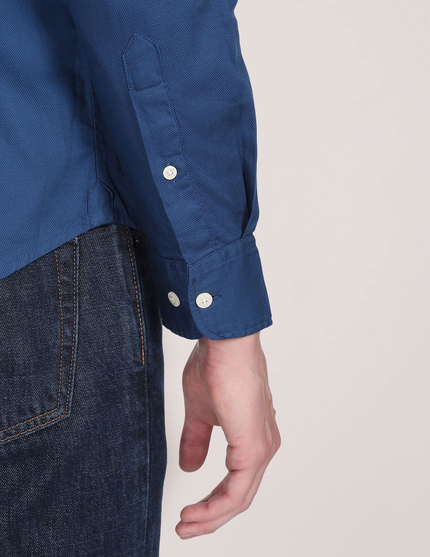 U.S. POLO ASSN. Cotton Men's Solid Regular Fit Shirts (USSHTFX0002_Blue XL) - Image 9 thumbnail