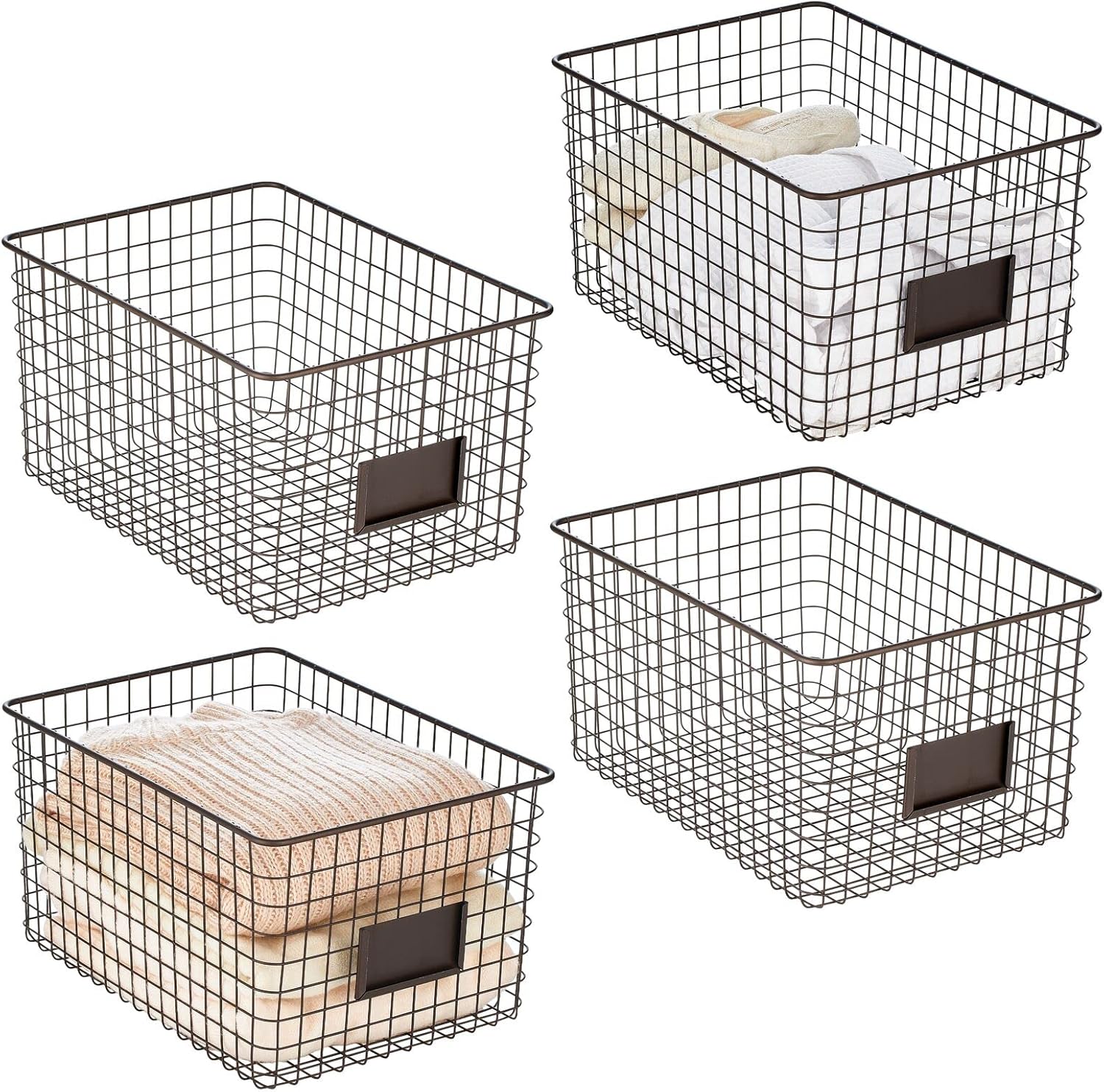 mDesign Large Metal Farmhouse Storage Organizer Bin Baskets