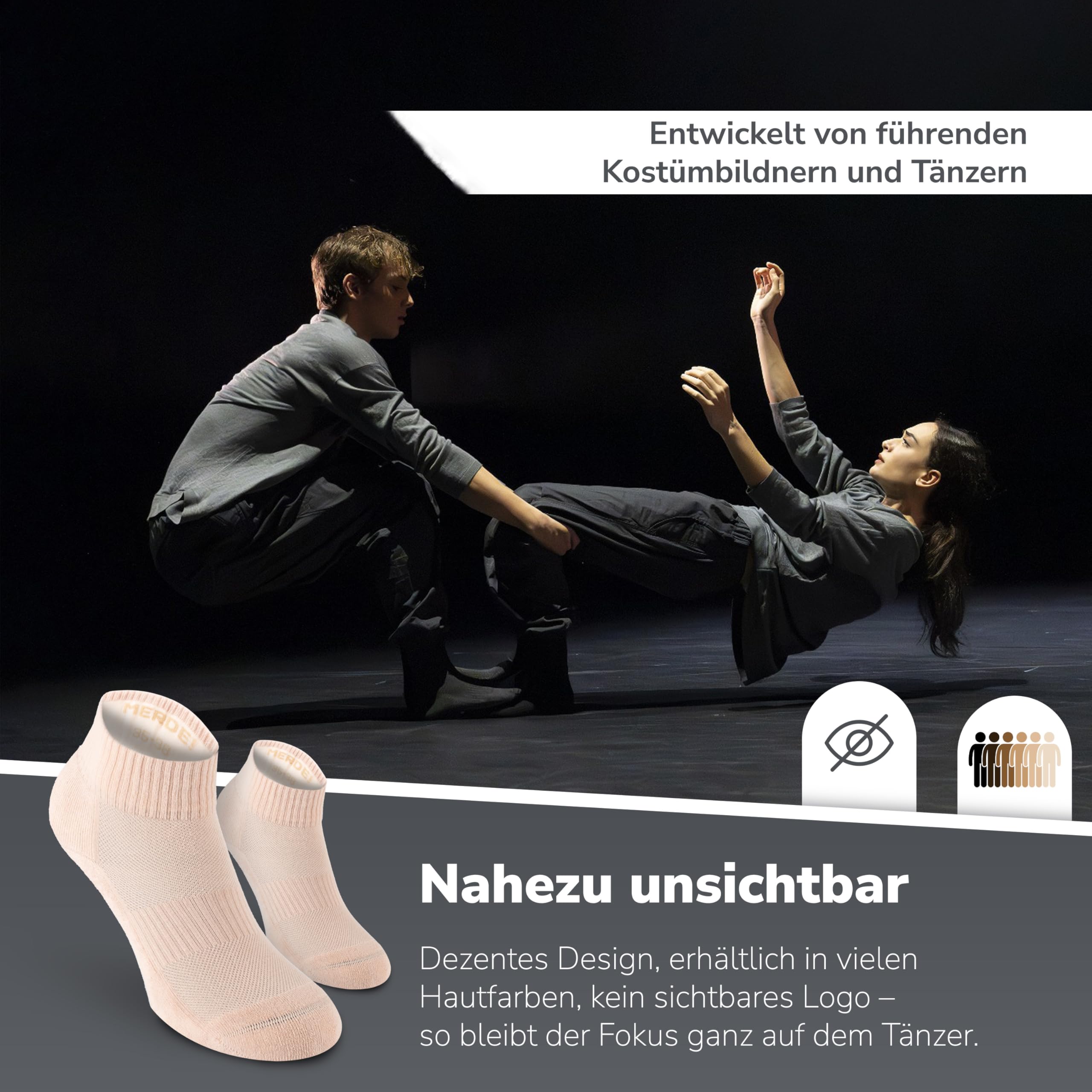 Safersox Tanzsocken kurz, 3 Paar, Hautfarbe Peach, Damen, 35-38