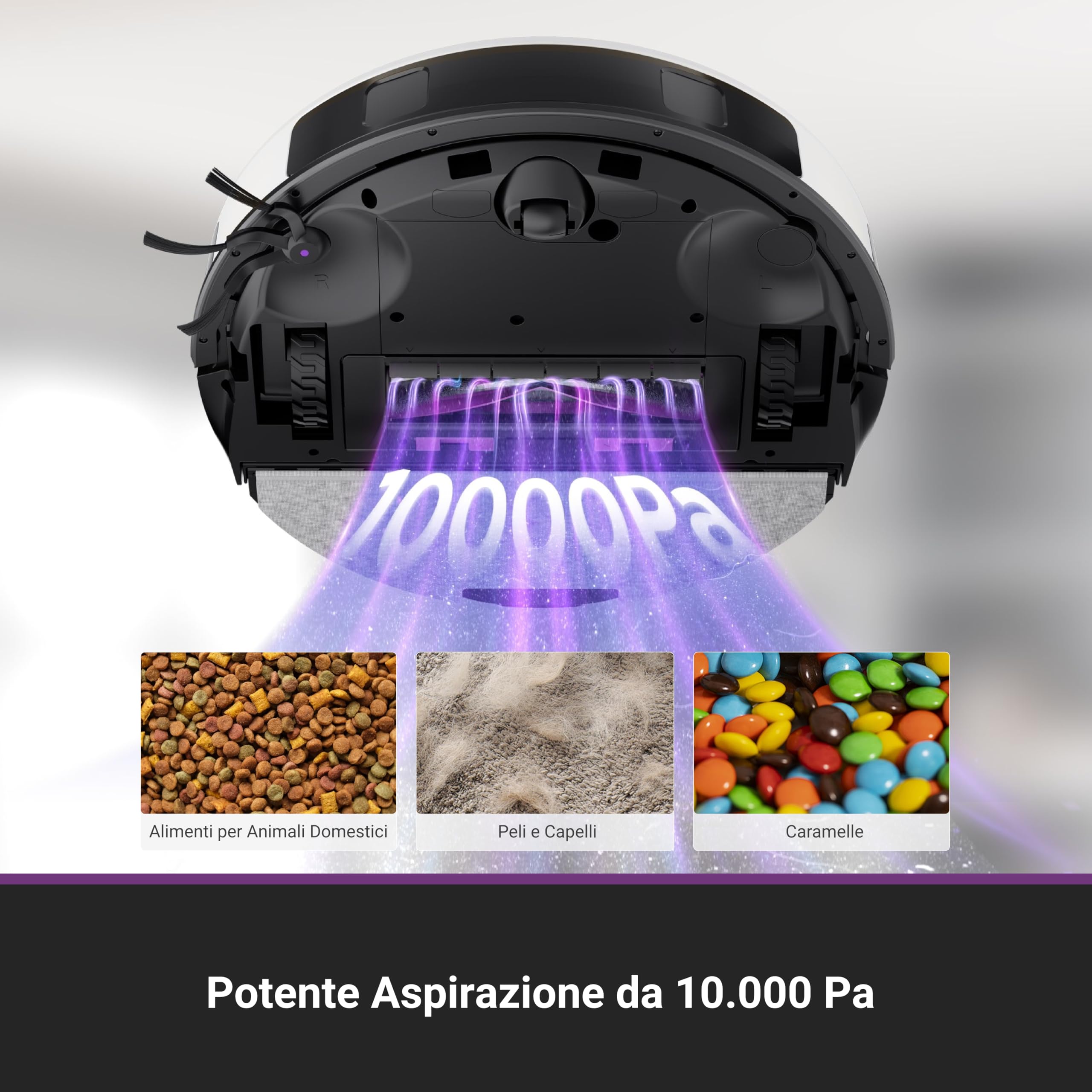 EUREKA E20 Evo Plus Robot Aspirapolvere e Lavapavimenti, 10.000Pa, Anti-Groviglio, 180min Autonomia, Mappatura LDS, Base Senza Sacchetto, Controllo Vocale, Bianco