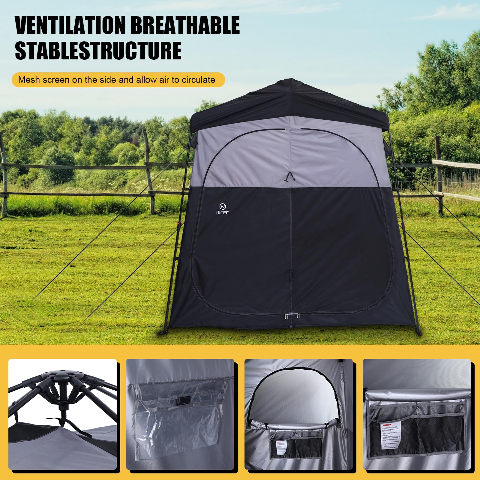 CDEN Camping Shower Tent, Outdoor Shower Enclosure, Camping Shower, Outdoor Bathroom, Pop Up Changing Tent, Oversize (2 Room)