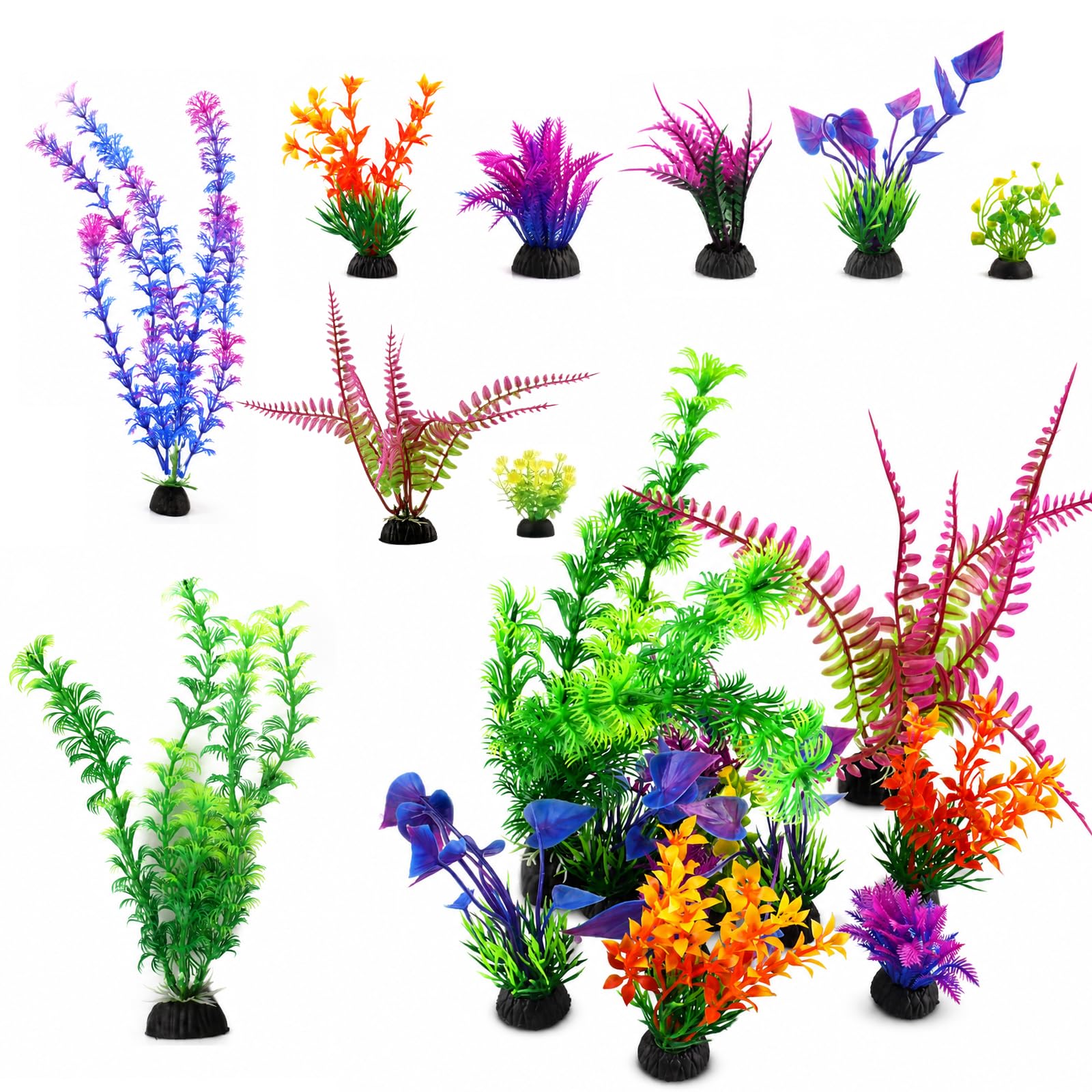 Doafoce Aquarium Decorations Tank Plants Artificial Aquarium Plants 24pcs